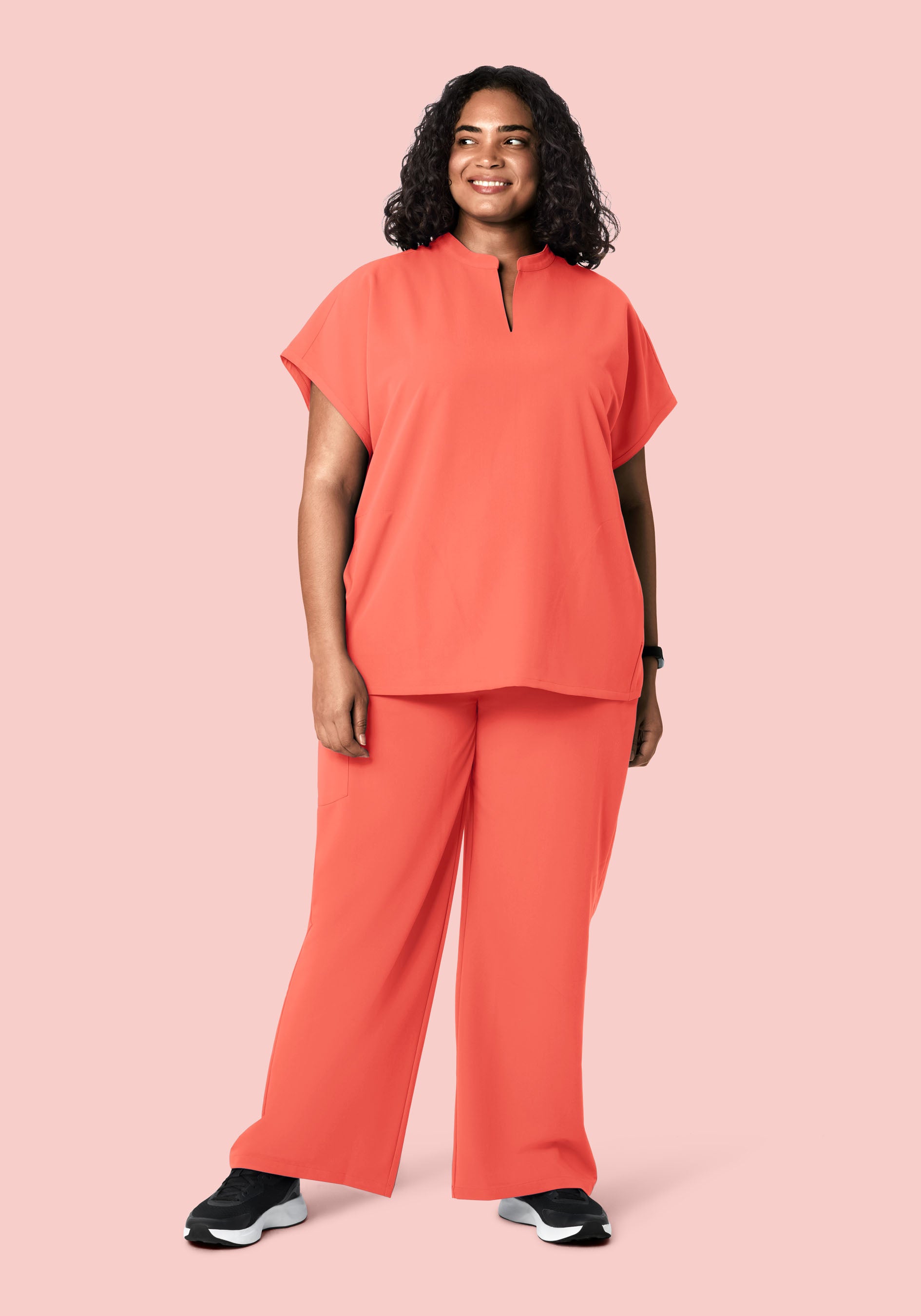 High Waisted Wide Leg Coral