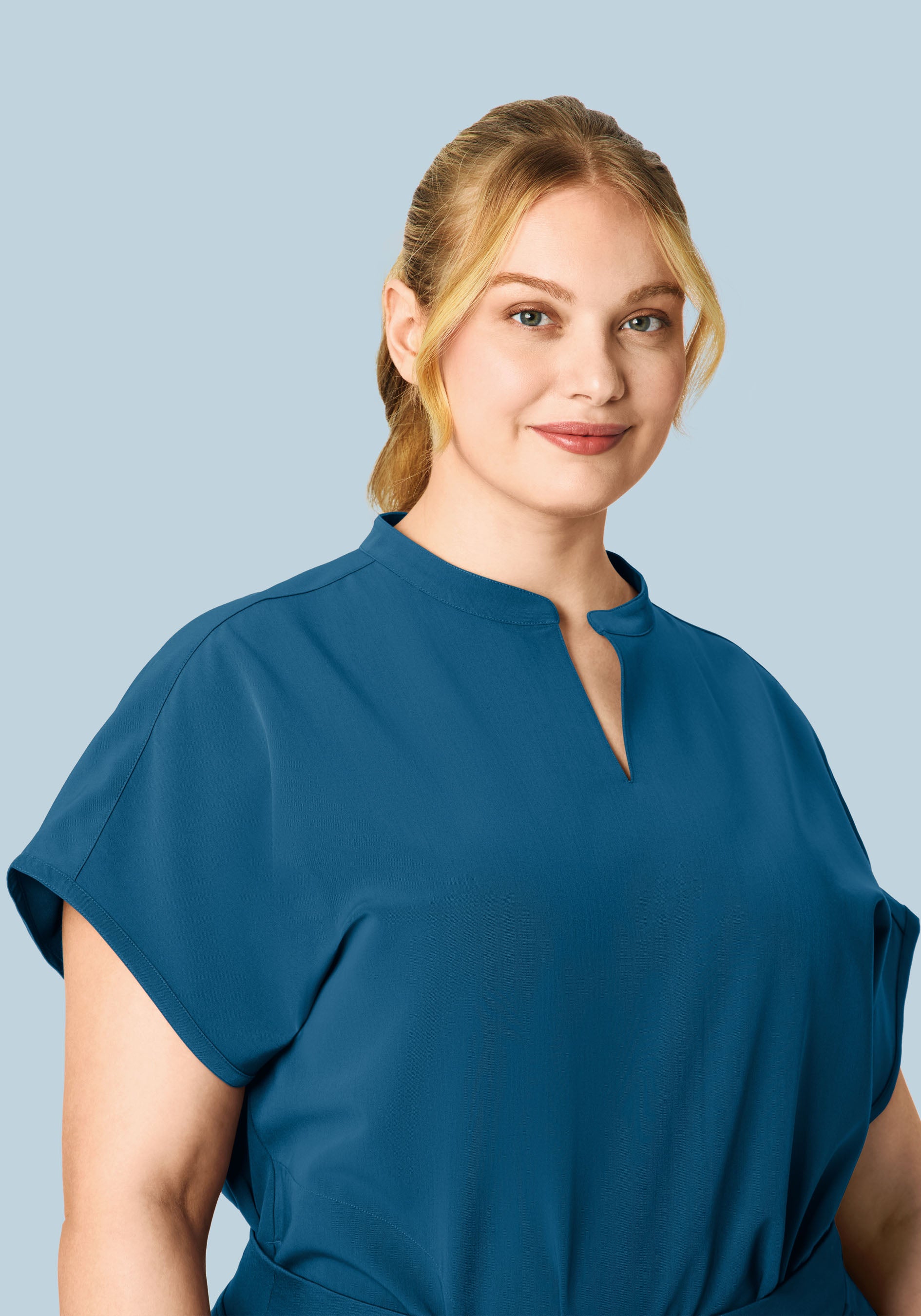 Mandarin Dolman Top Harbor Blue