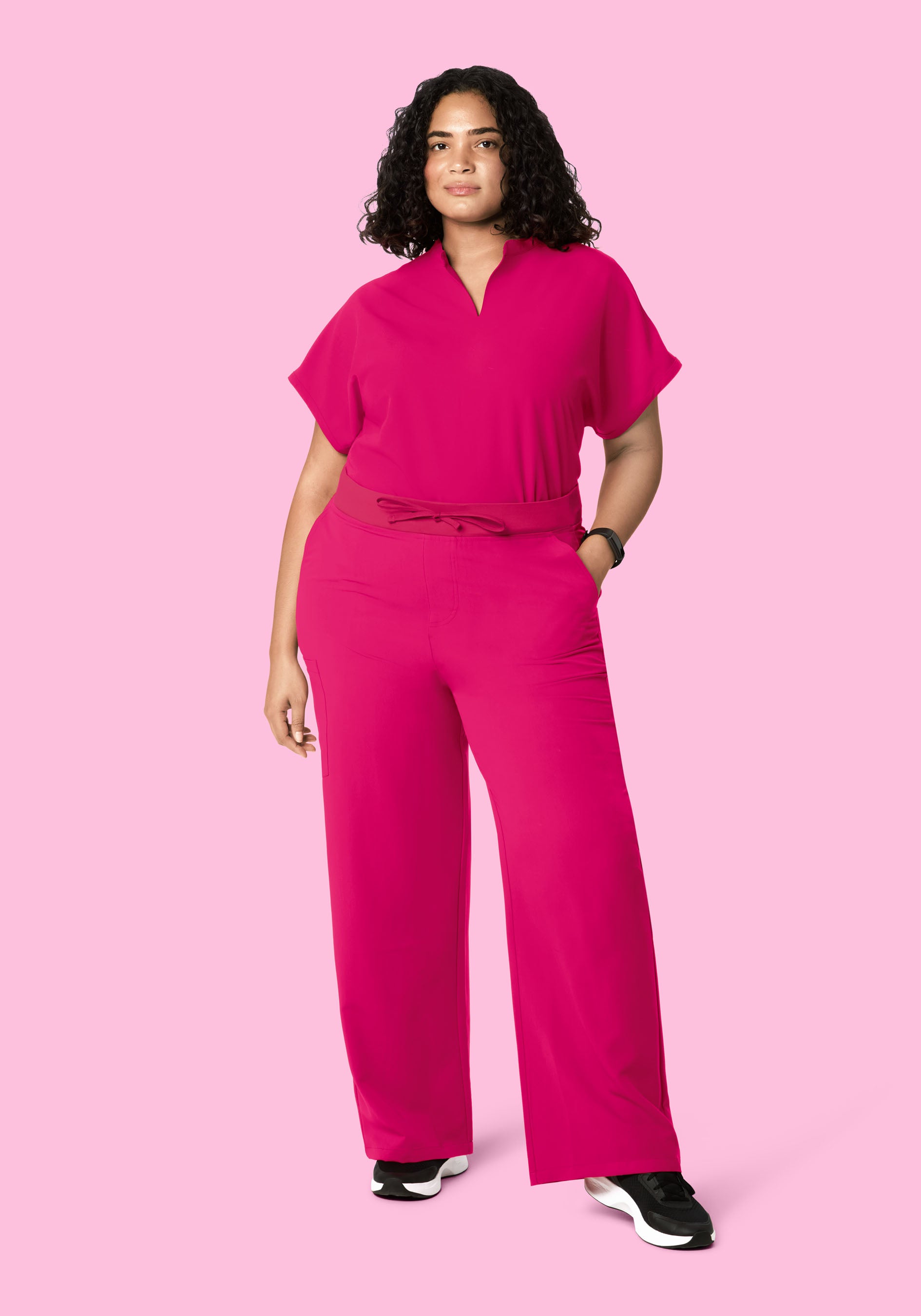 High Waisted Wide Leg Raspberry