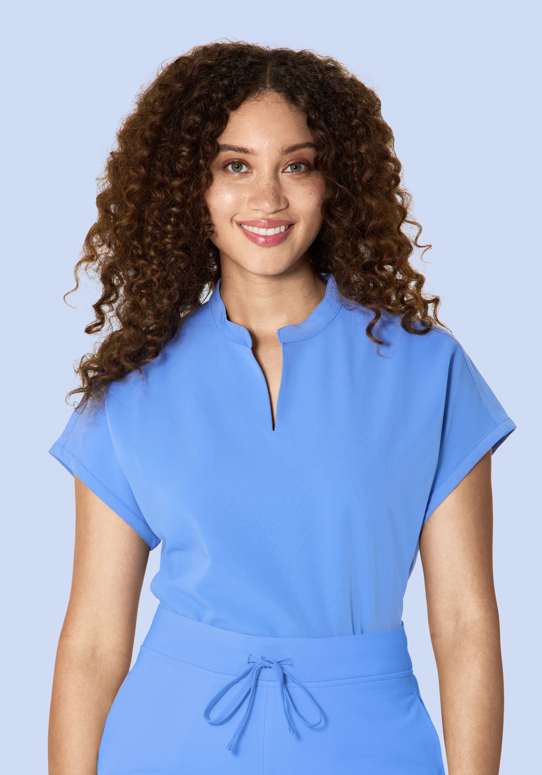 Mandarin Dolman Top Ceil Blue