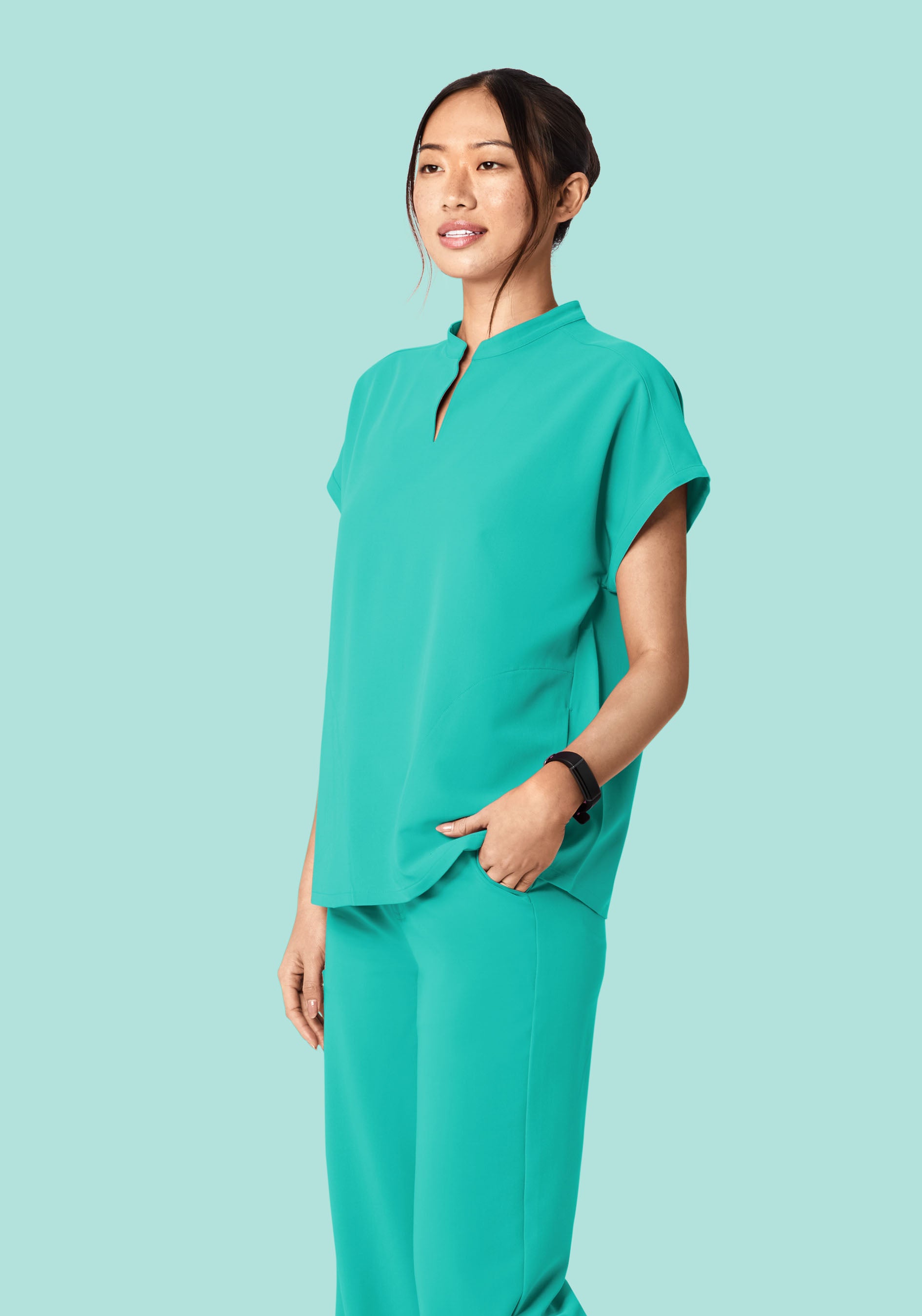 Mandarin Dolman Top Surgical Green