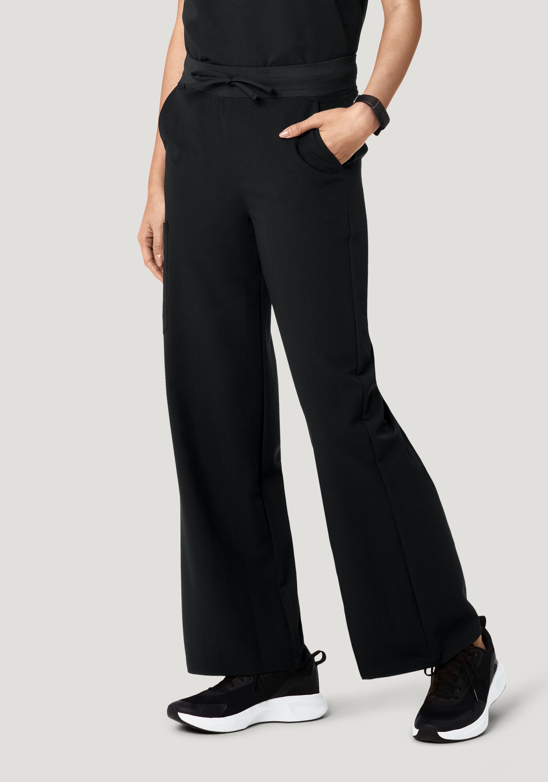 Mandala Women's High Waisted Wide Leg Scrub Pants - Black - L - Tall Mandala Women's High Waisted Wide Leg Scrub Pants - Black - L - Tall