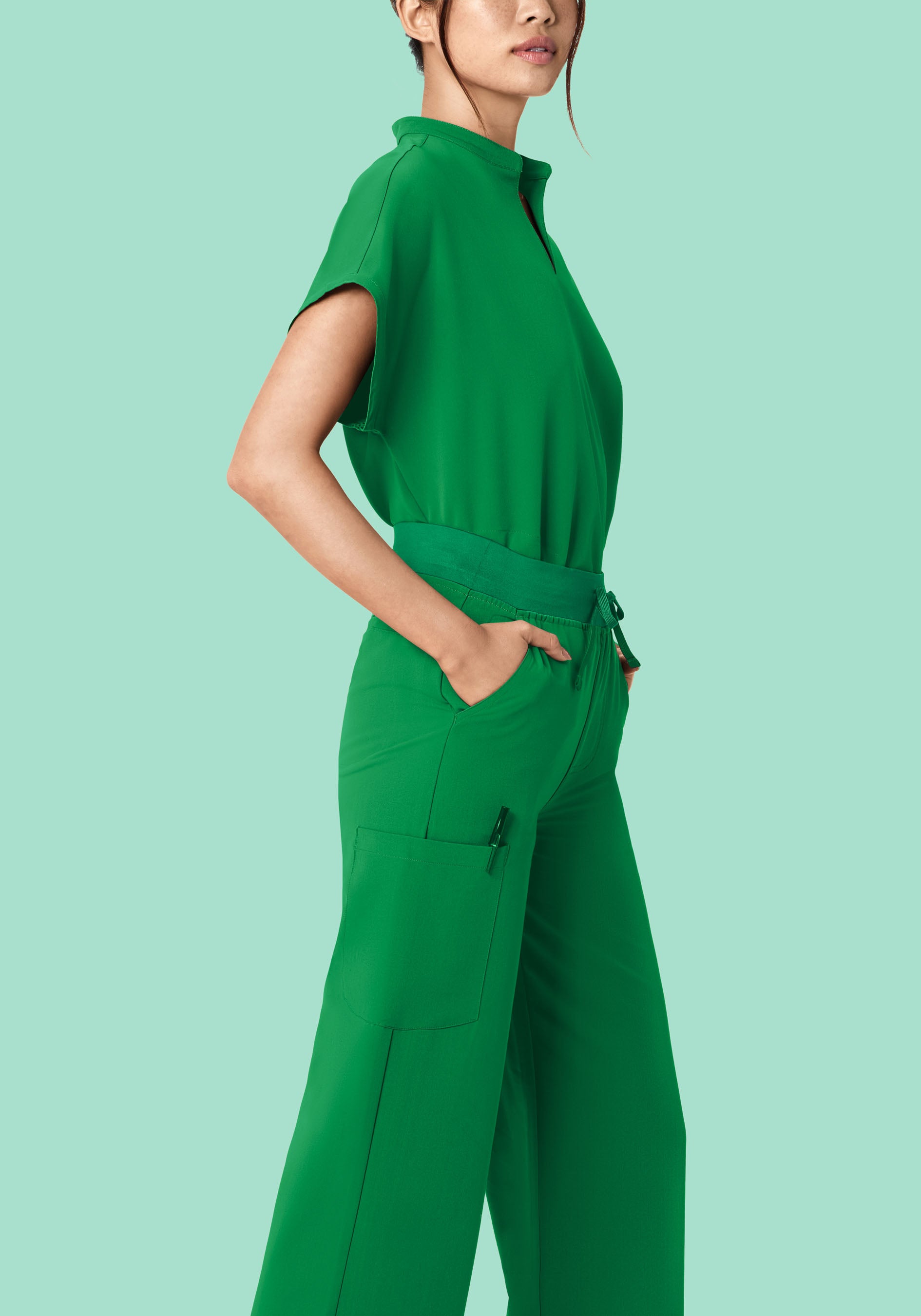 High Waisted Wide Leg Emerald