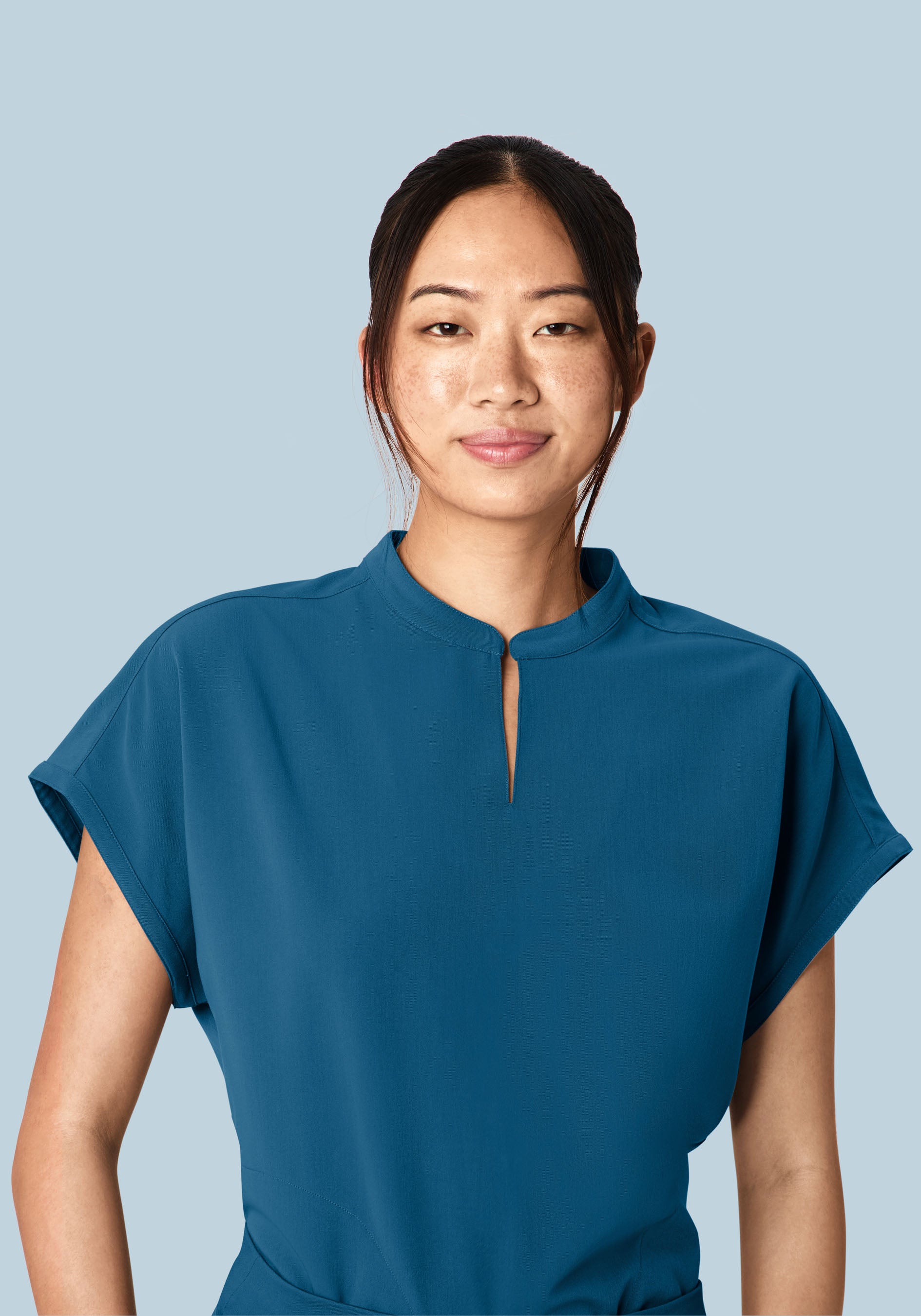 Mandarin Dolman Top Harbor Blue