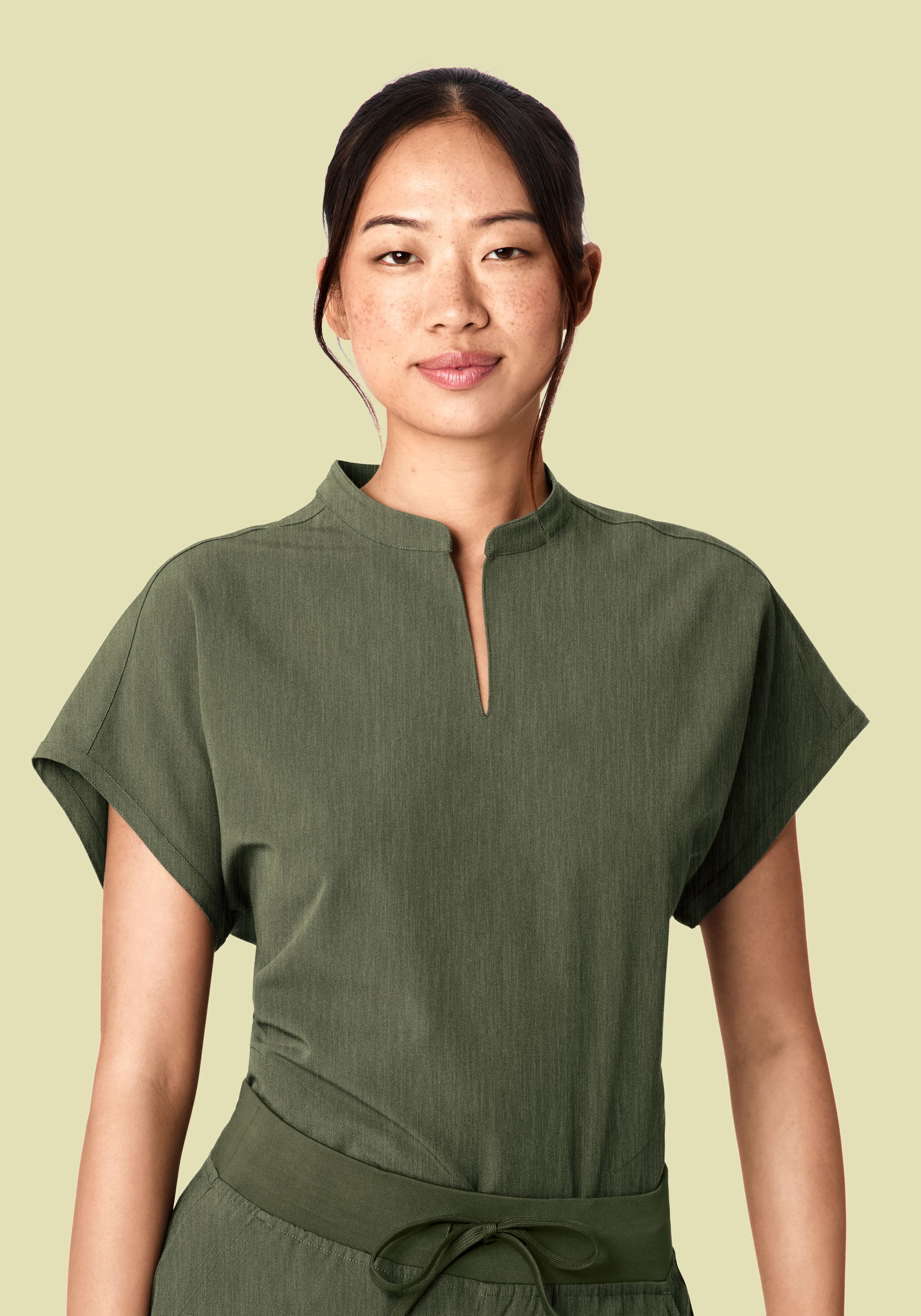 Mandarin Dolman Top Heather Olive