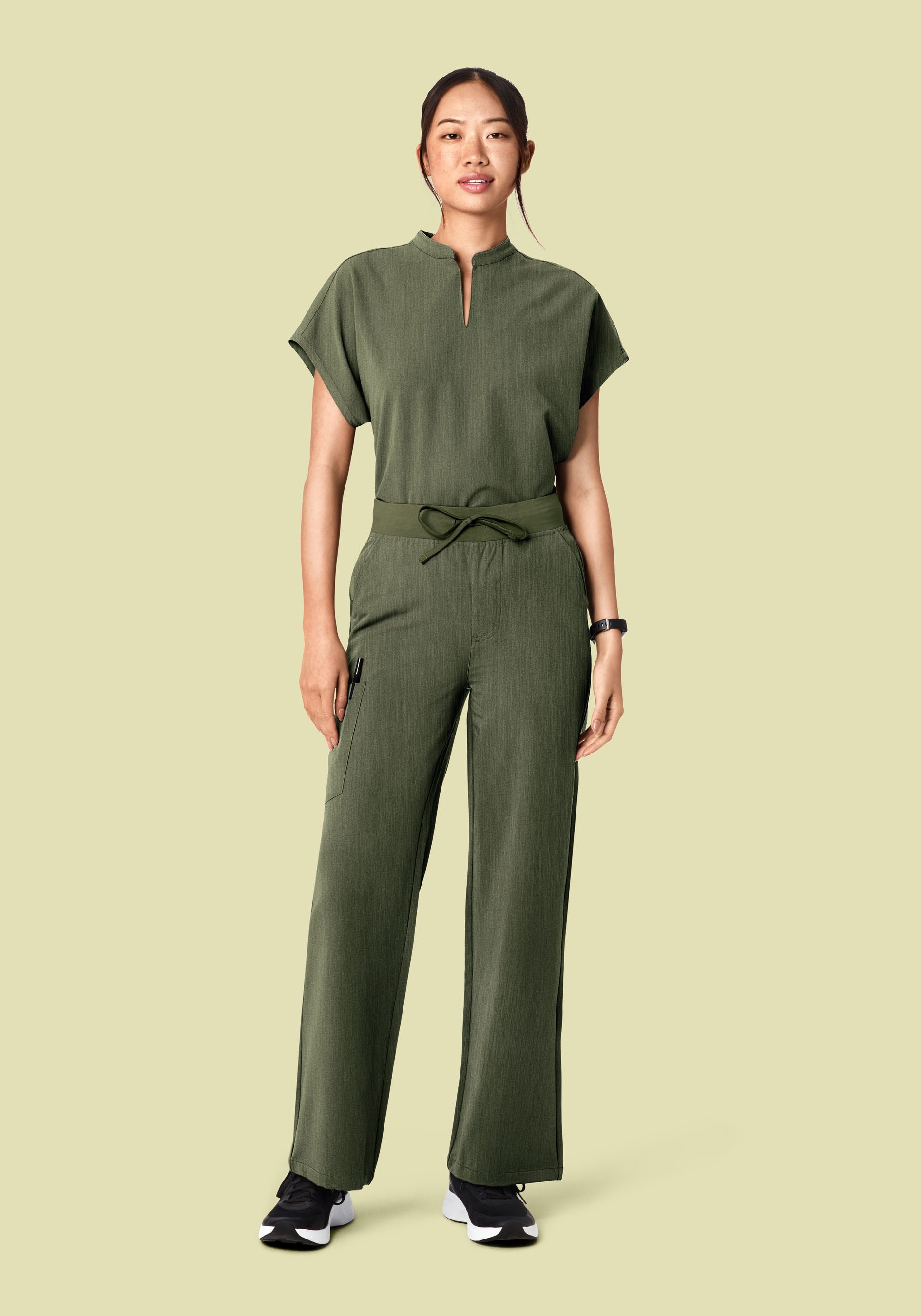 High Waisted Wide Leg Heather Olive