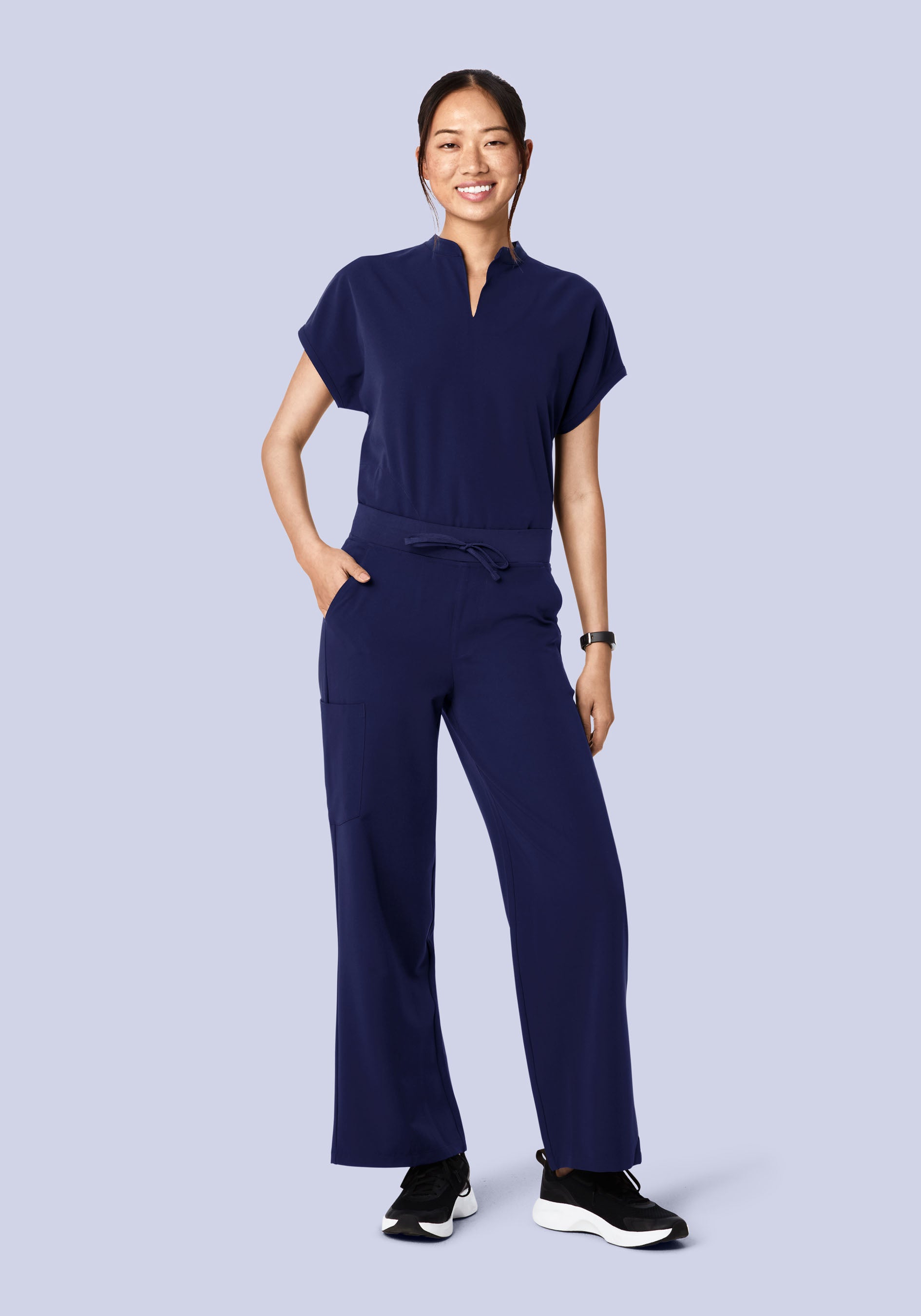 High Waisted Wide Leg Navy