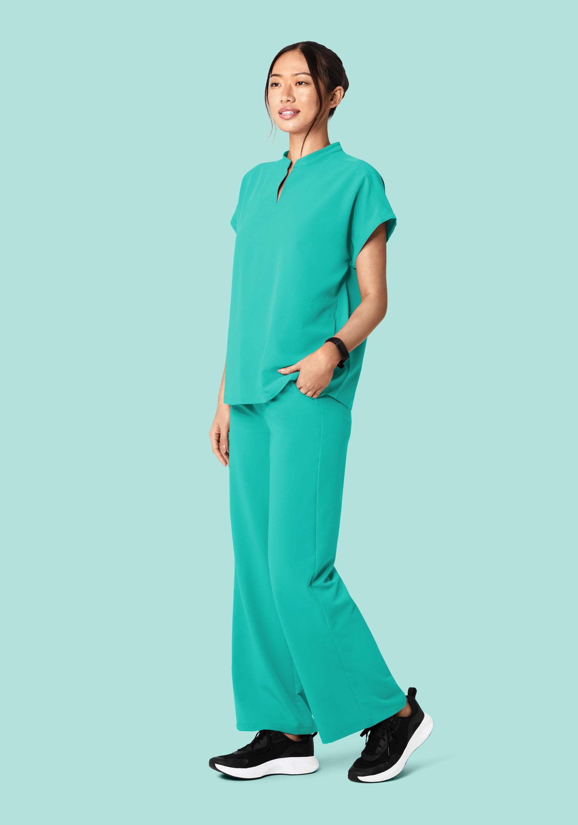 High Waisted Wide Leg Surgical Green