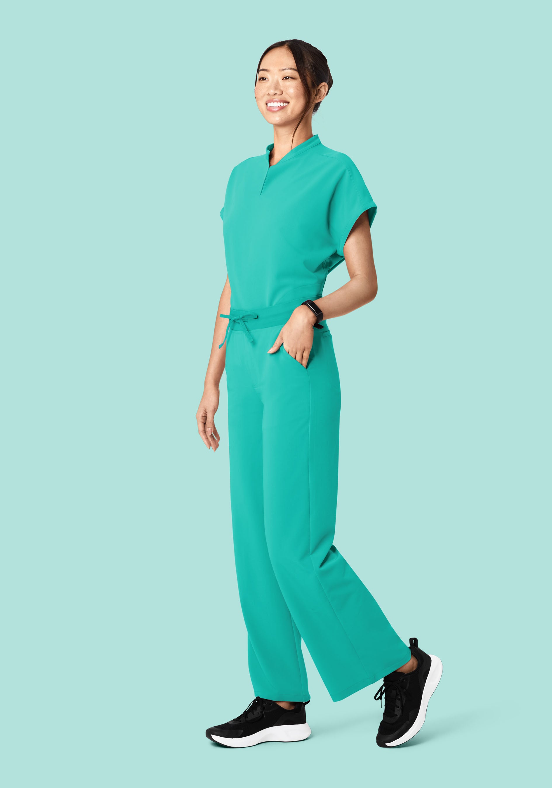 High Waisted Wide Leg Surgical Green
