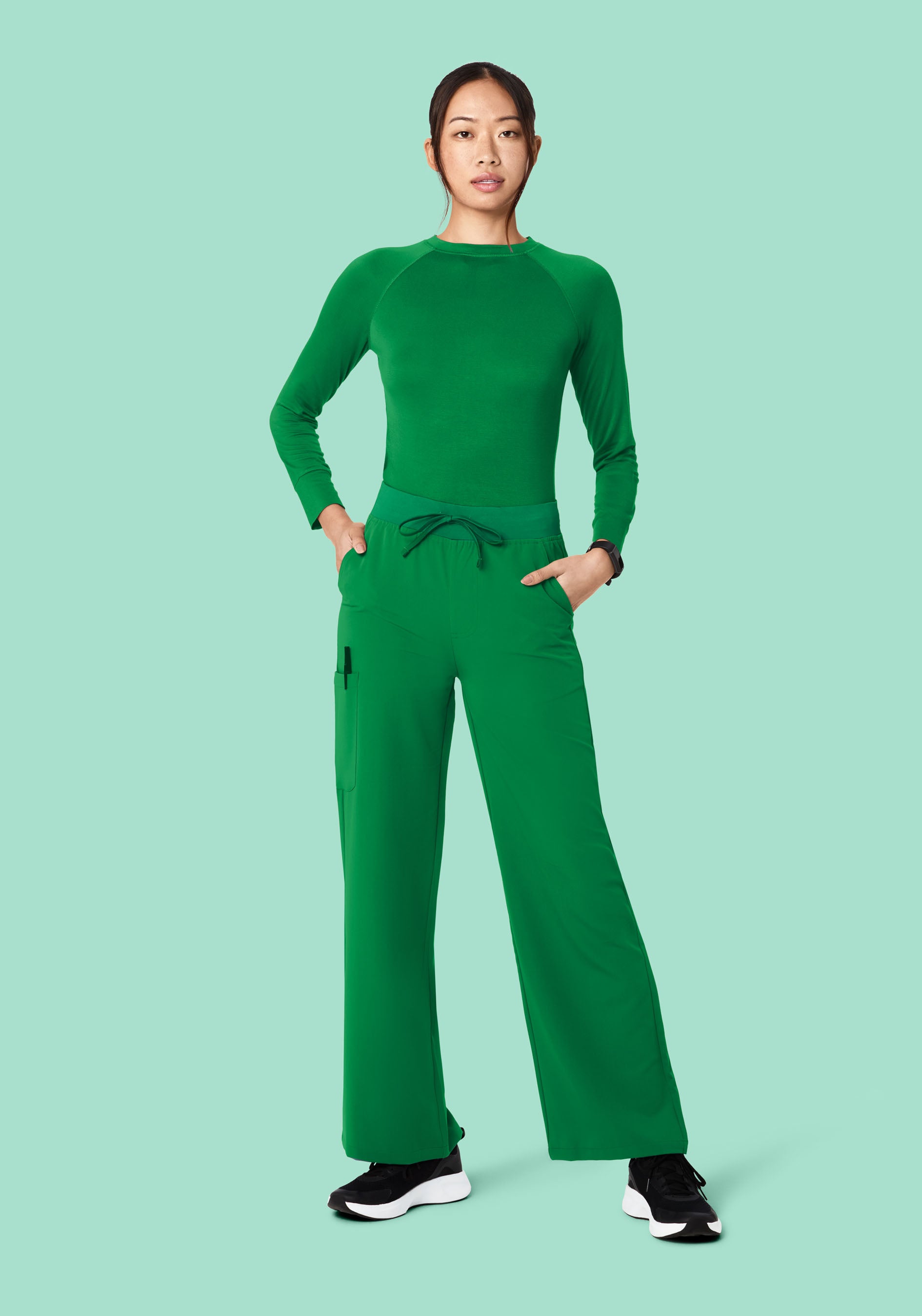 High Waisted Wide Leg Emerald