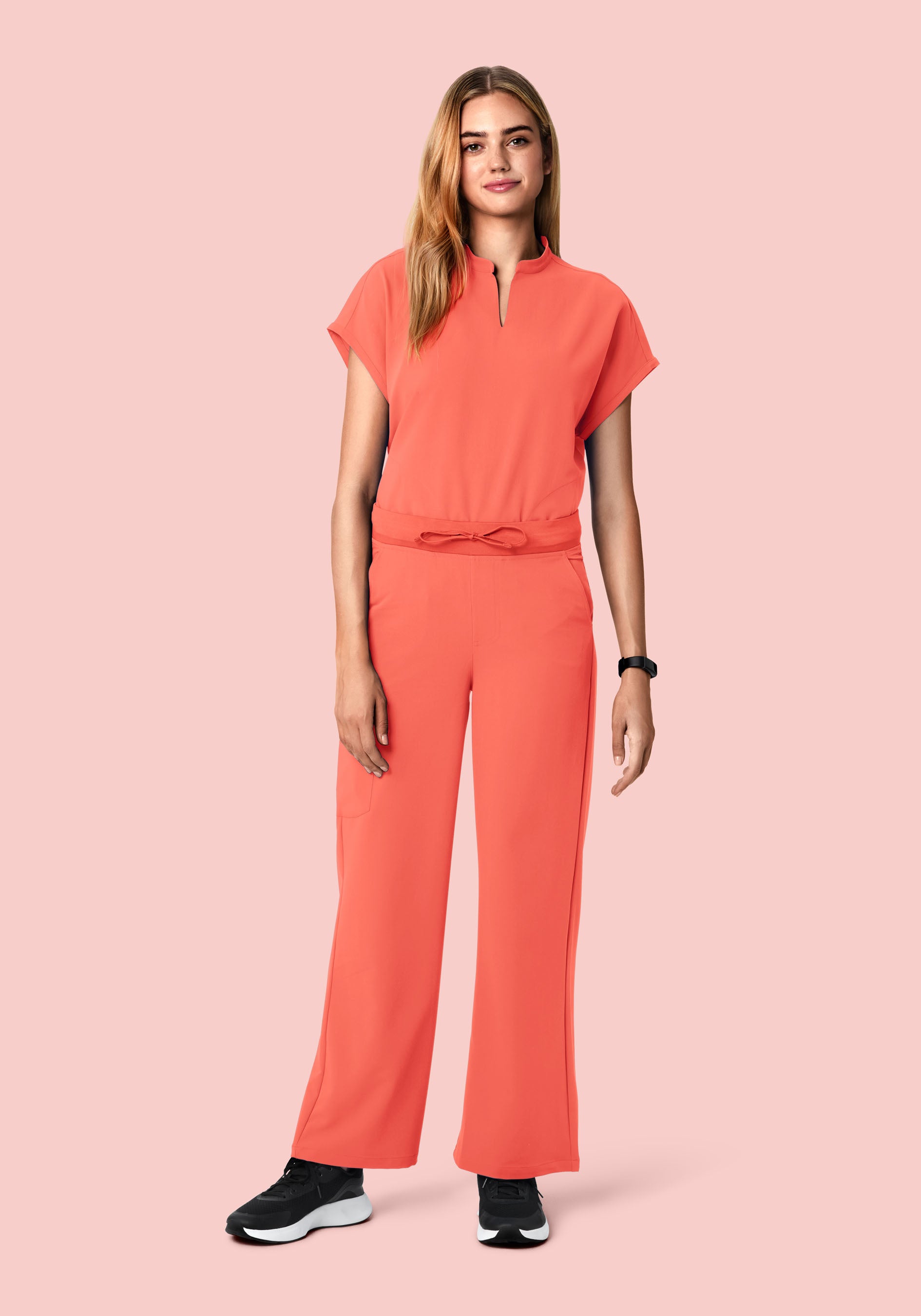 High Waisted Wide Leg Coral