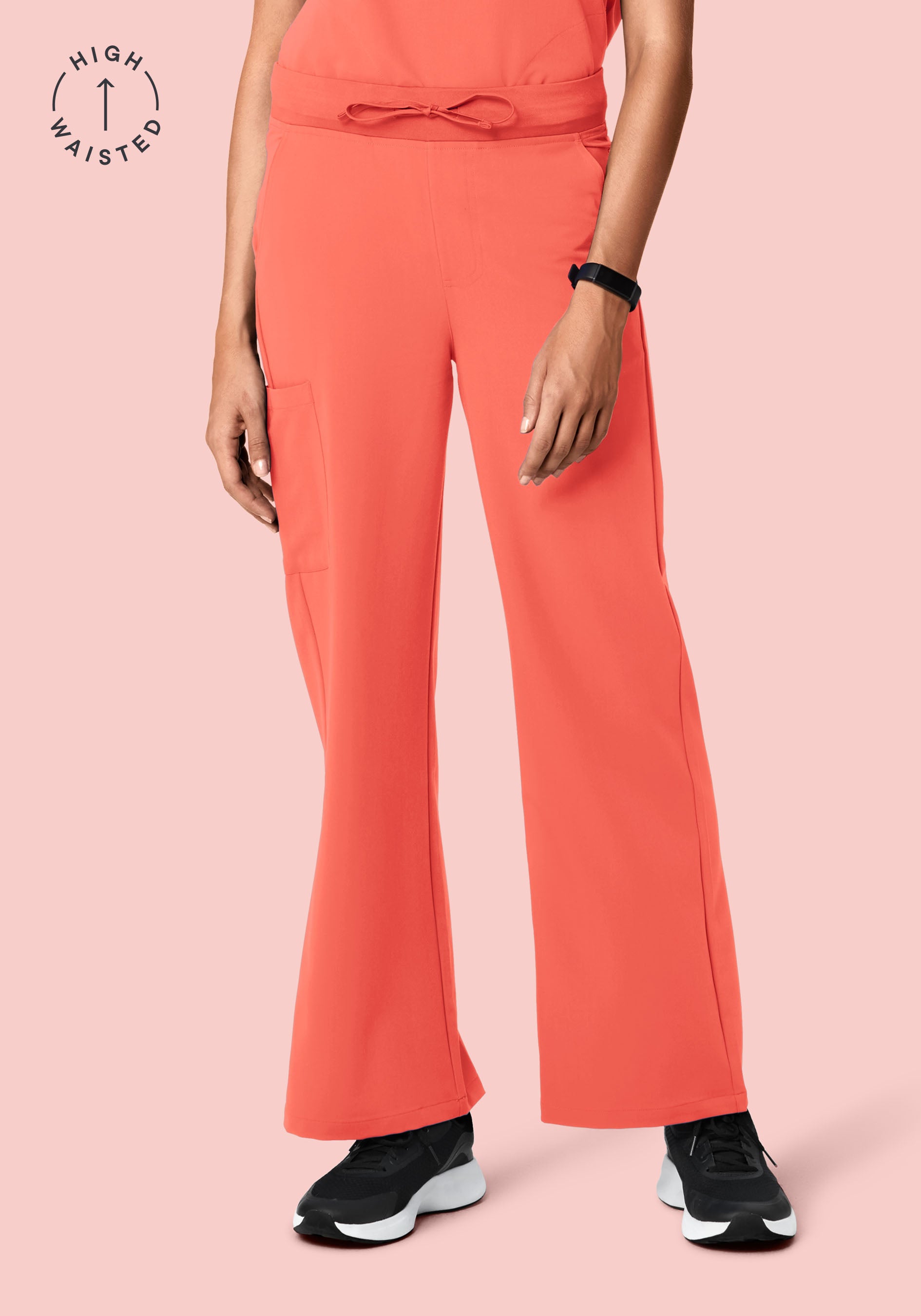 High Waisted Wide Leg Coral