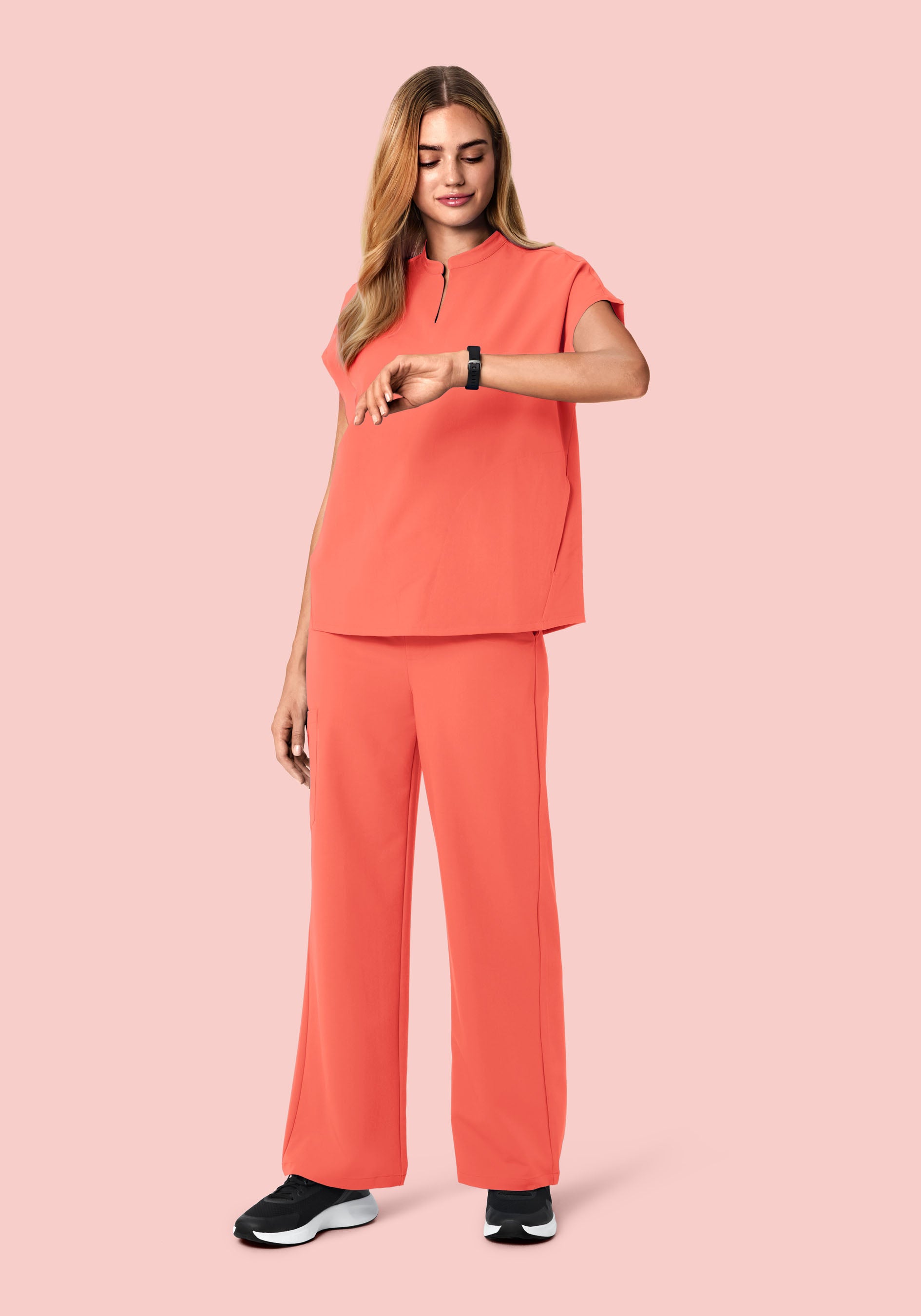 High Waisted Wide Leg Coral