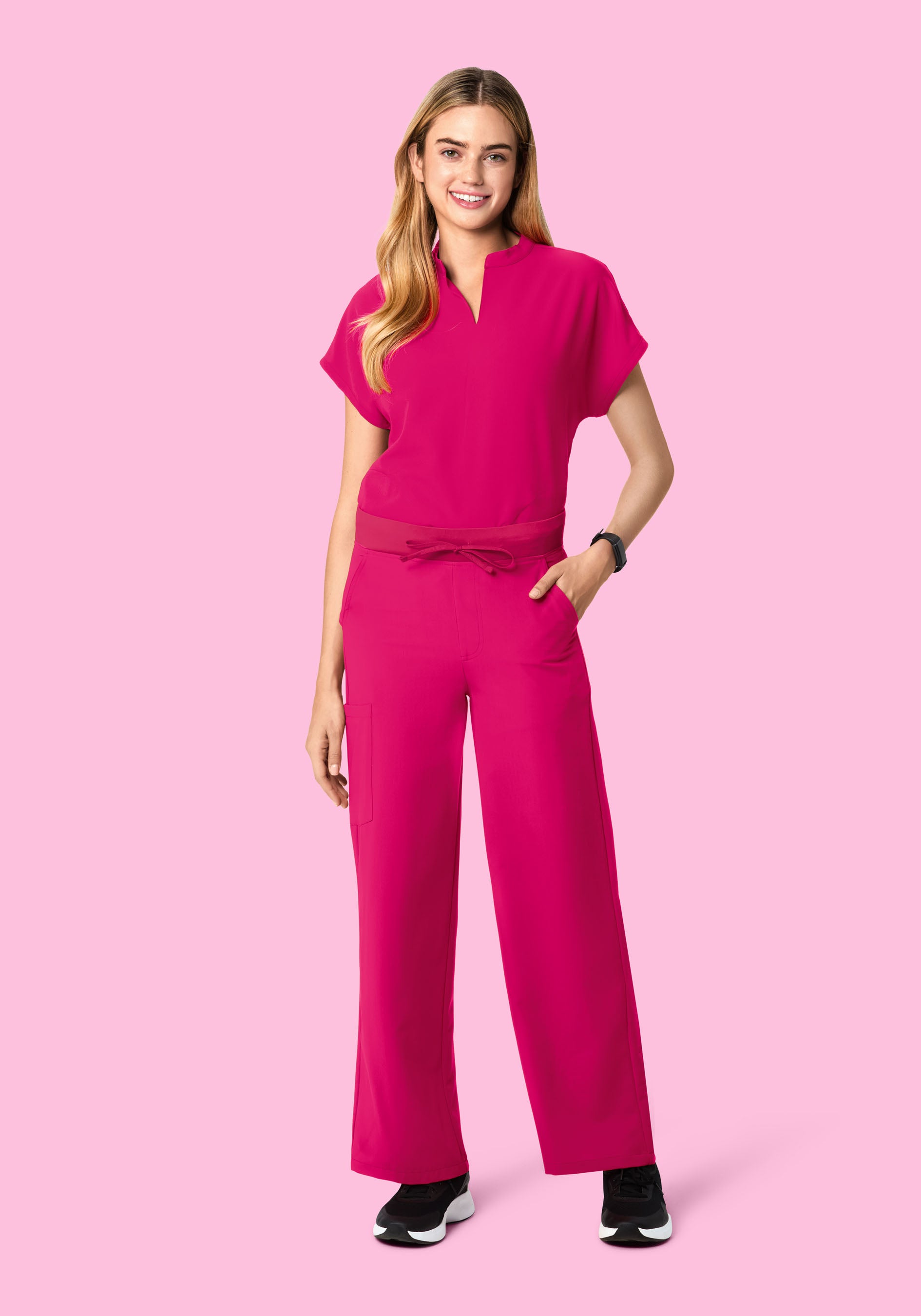 High Waisted Wide Leg Raspberry