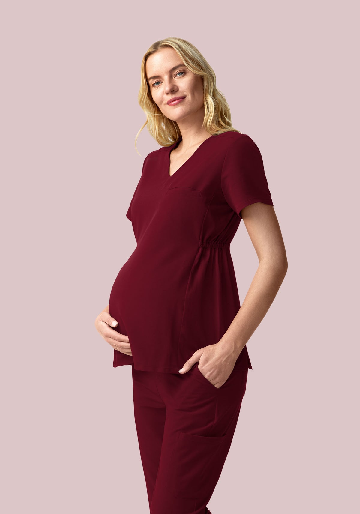 Maternity Side-Stretch V-Neck Top Wine