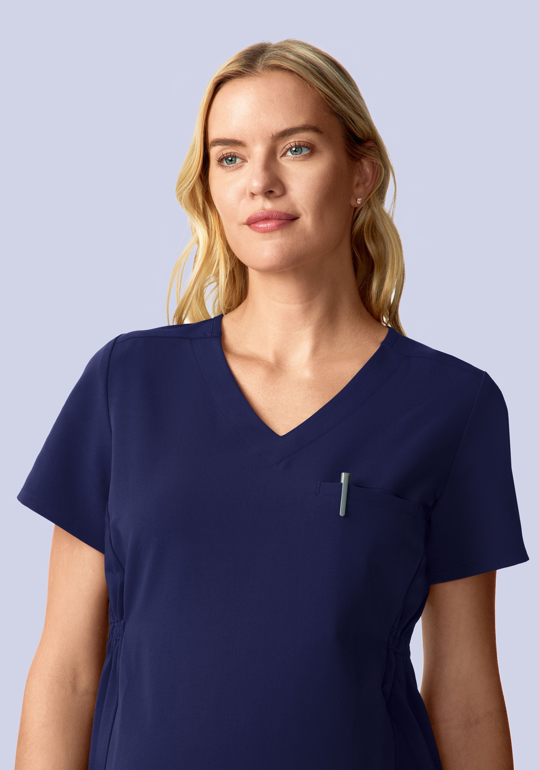 Maternity Side-Stretch V-Neck Top Navy