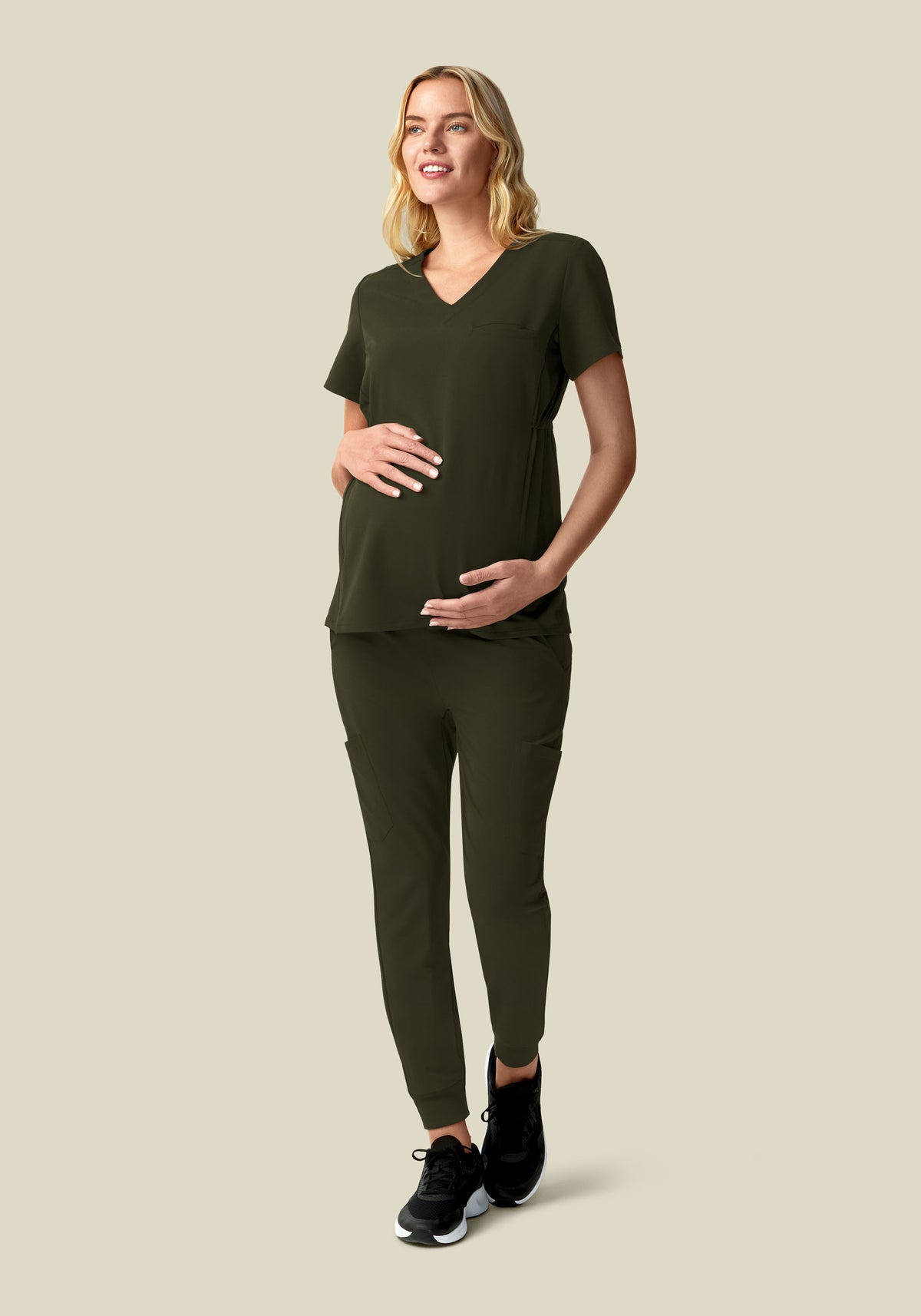 Maternity Side-Stretch V-Neck Top Olive