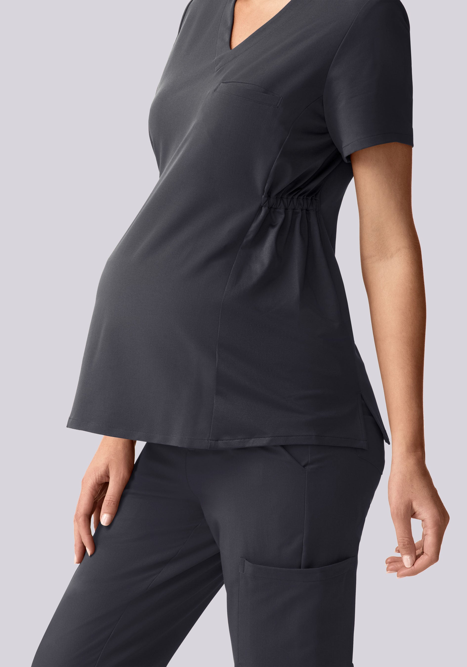 Maternity Side-Stretch V-Neck Top Pewter