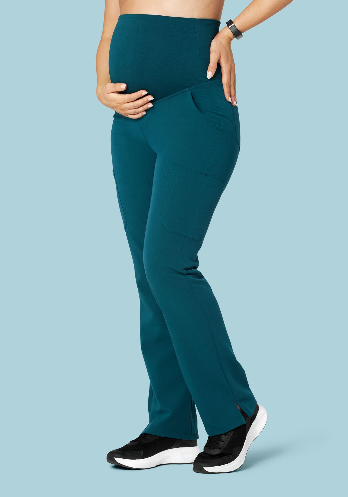 maternity dress pants Mandala Women's Straight Leg Cargo Scrub - Caribbean Blue - S light purple prom dresses HATCHs Softest Rib Over/Under Size:Adult | 50|R Beyonce Green Chiffon Long