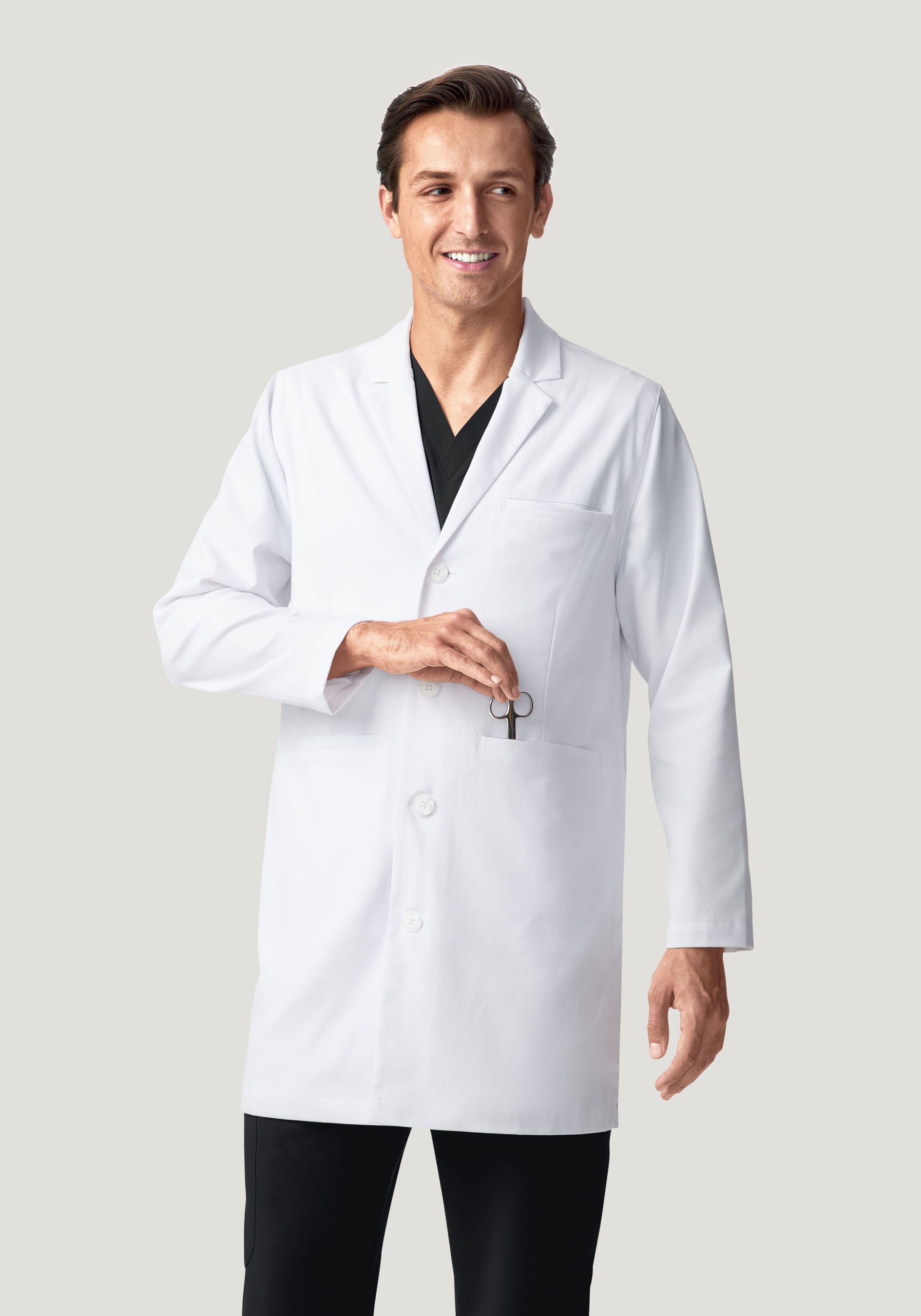 Men's Long Lab Coat - White | Mandala Scrubs