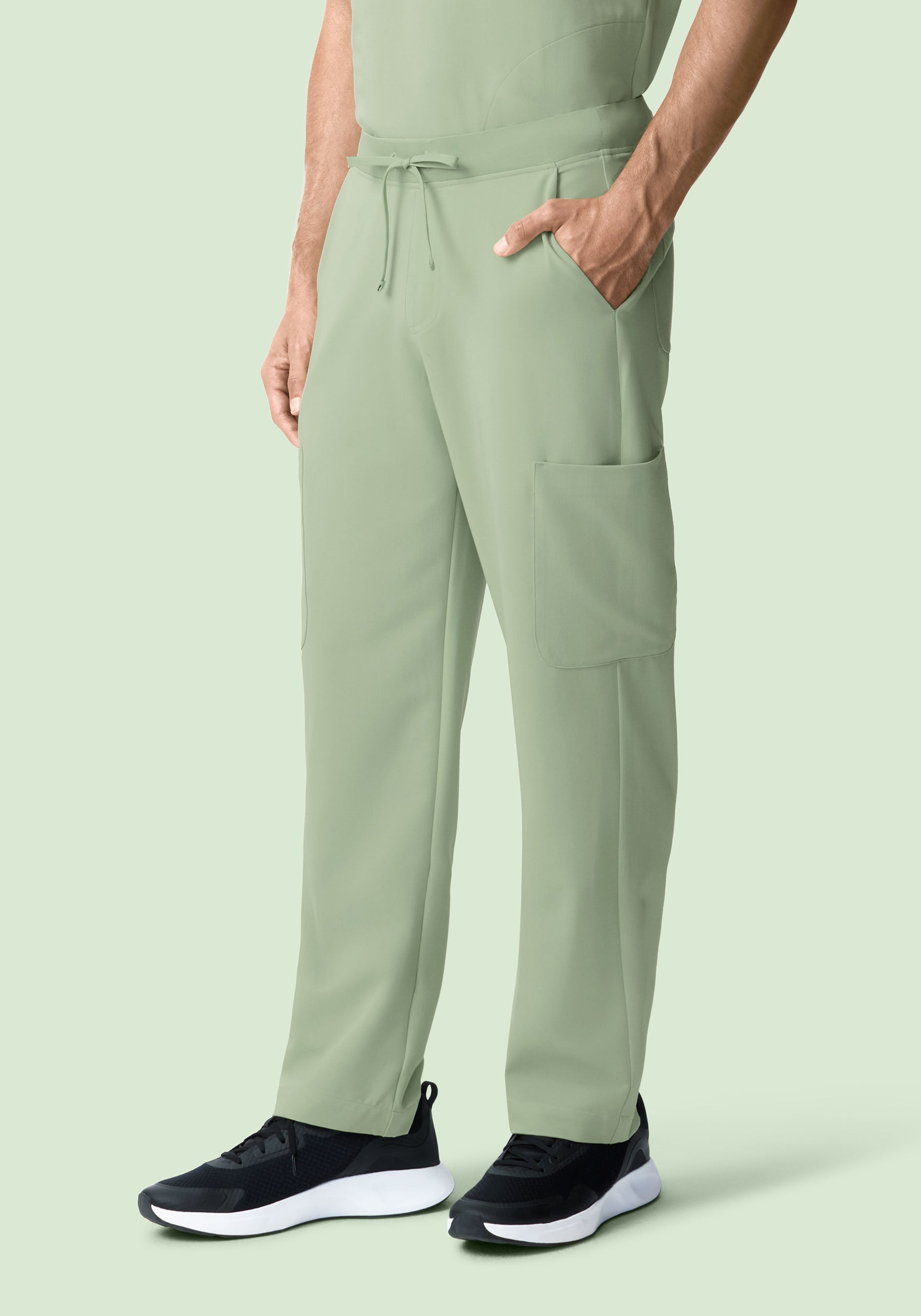Men's Mid-Rise Straight Leg Cargo Scrub Pants - Green Tea