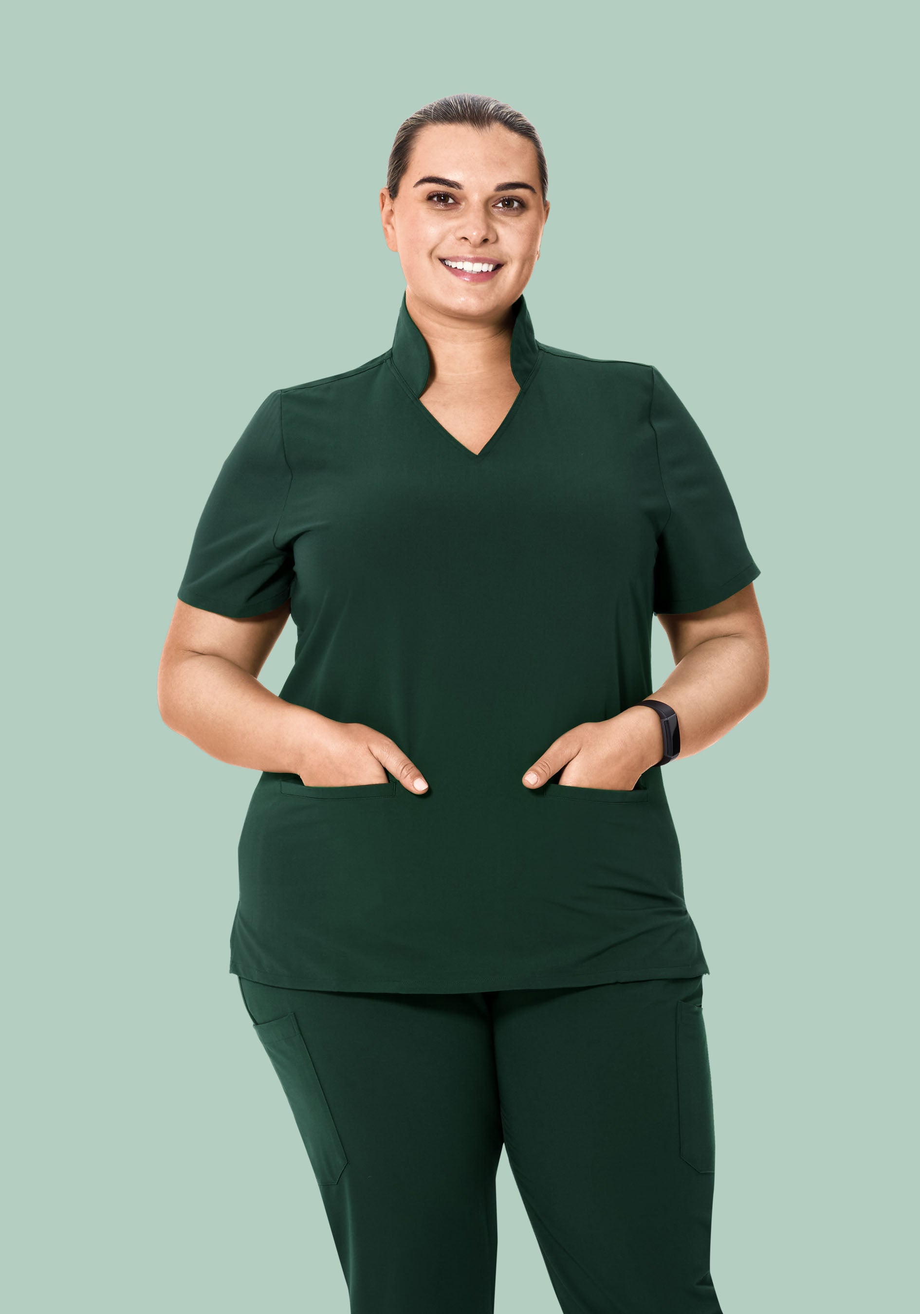 Multi Wear Collar Top Midnight Green