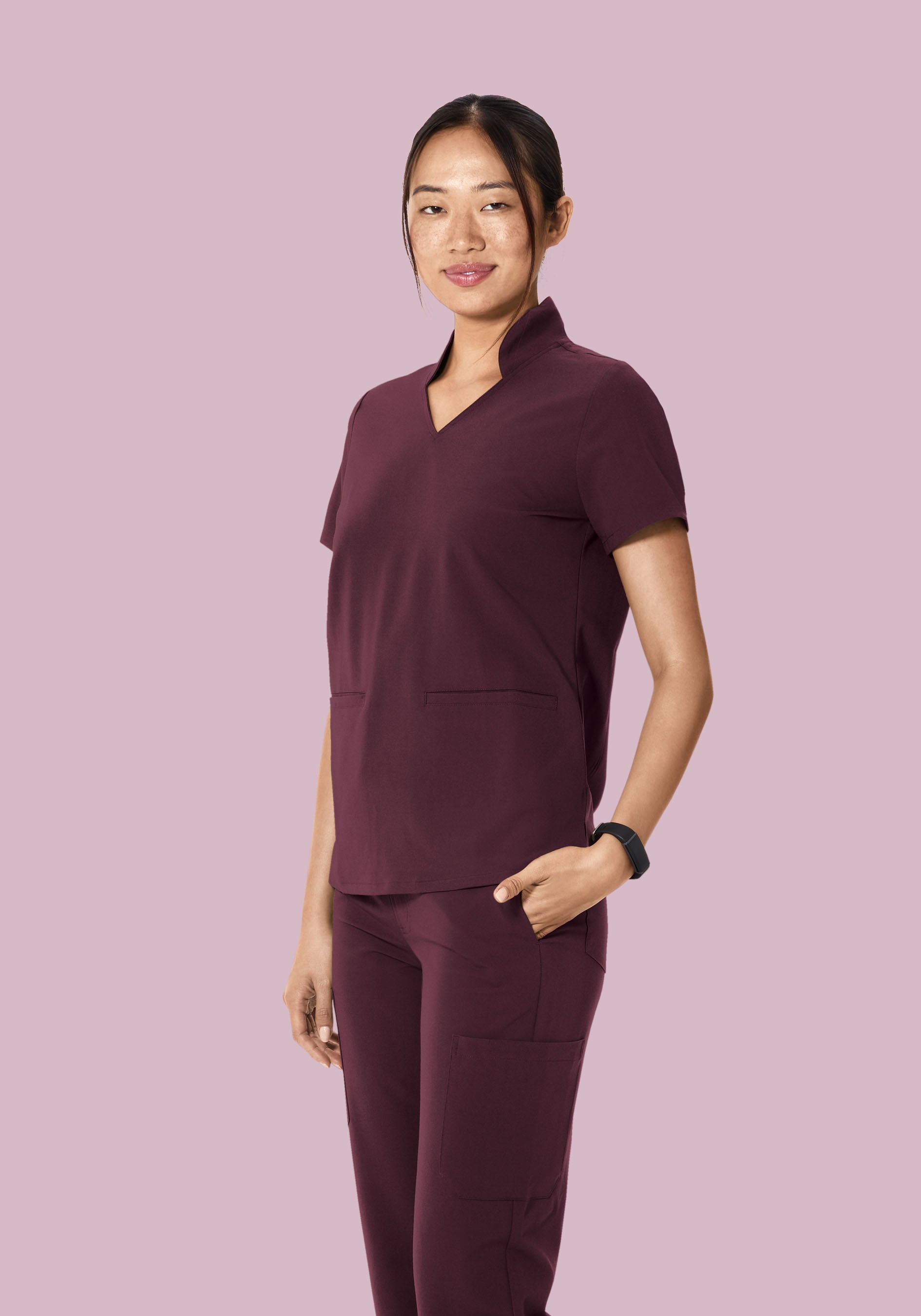 Multi Wear Collar Top Merlot