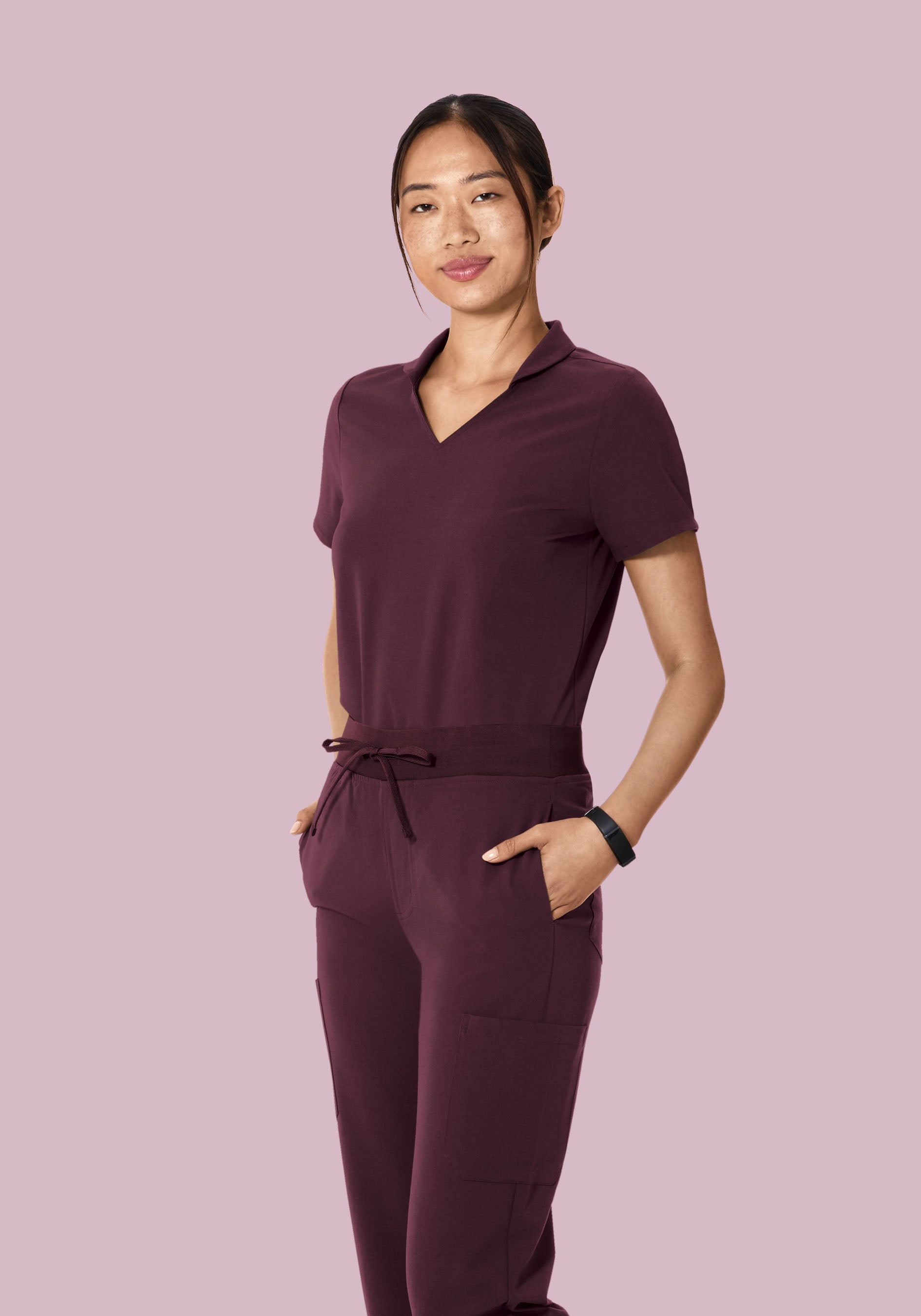 Multi Wear Collar Top Merlot