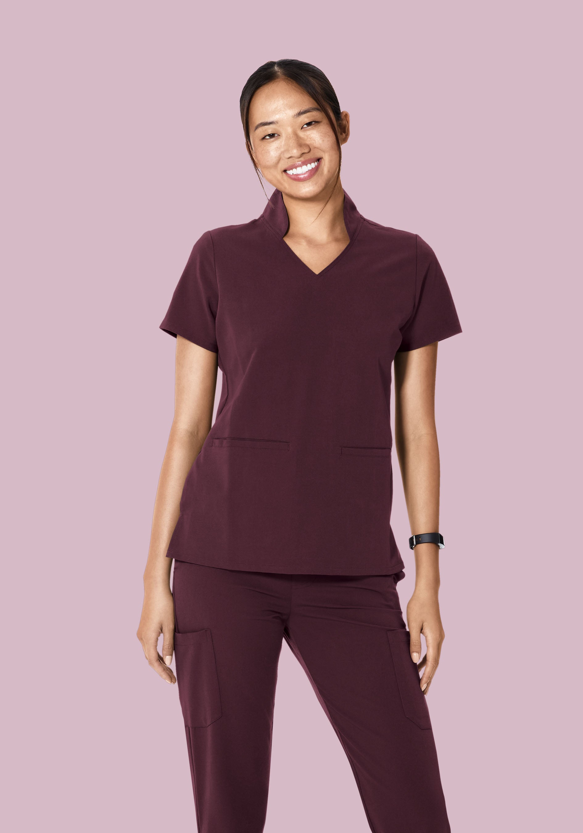 Multi Wear Collar Top Merlot