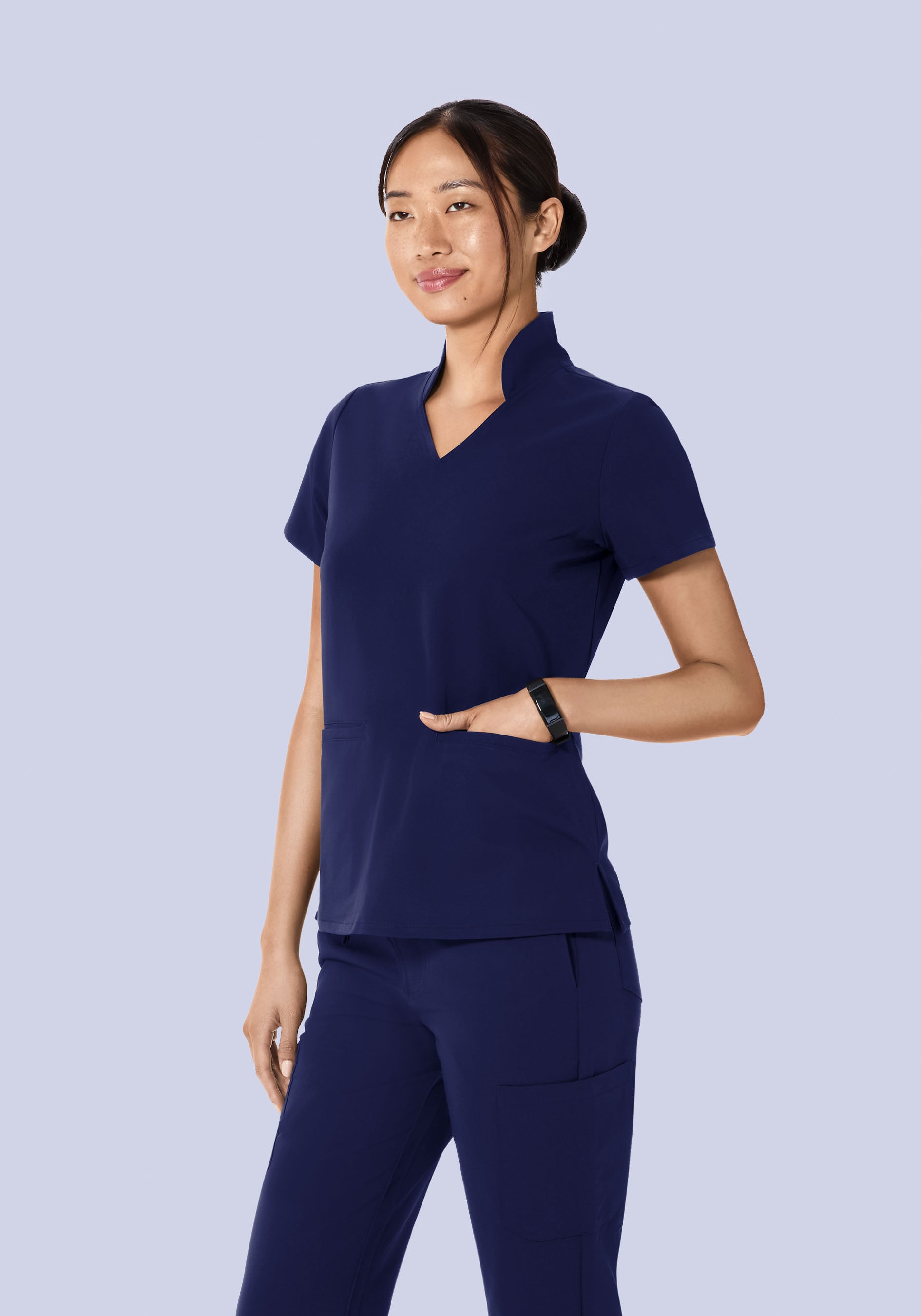 Multi Wear Collar Top Navy