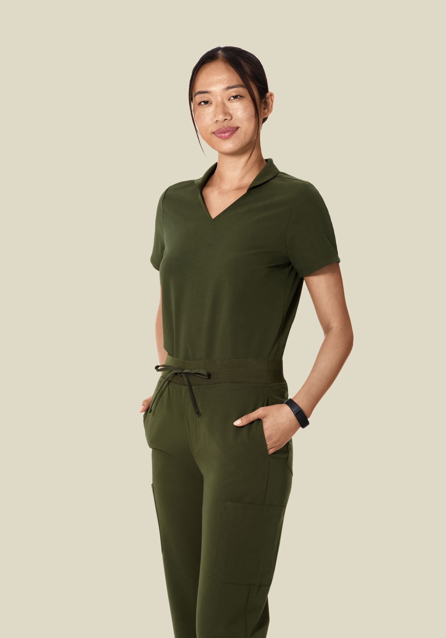 Multi Wear Collar Top Olive