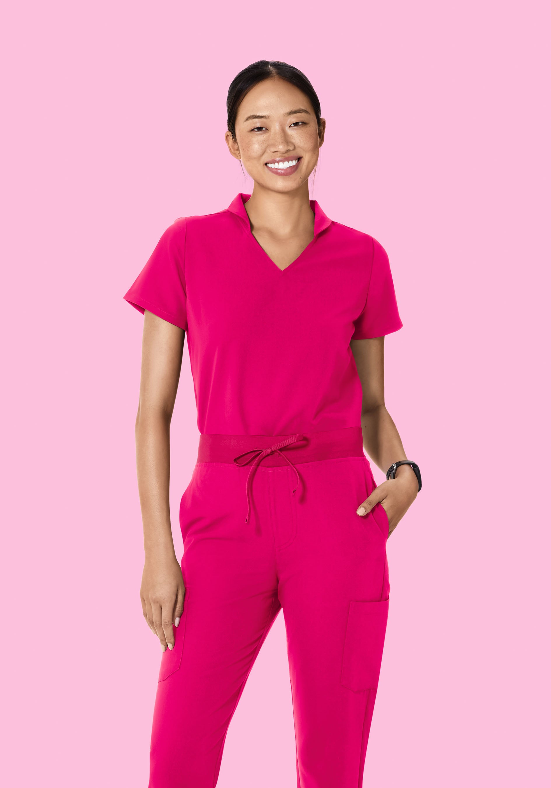 Multi Wear Collar Top Raspberry