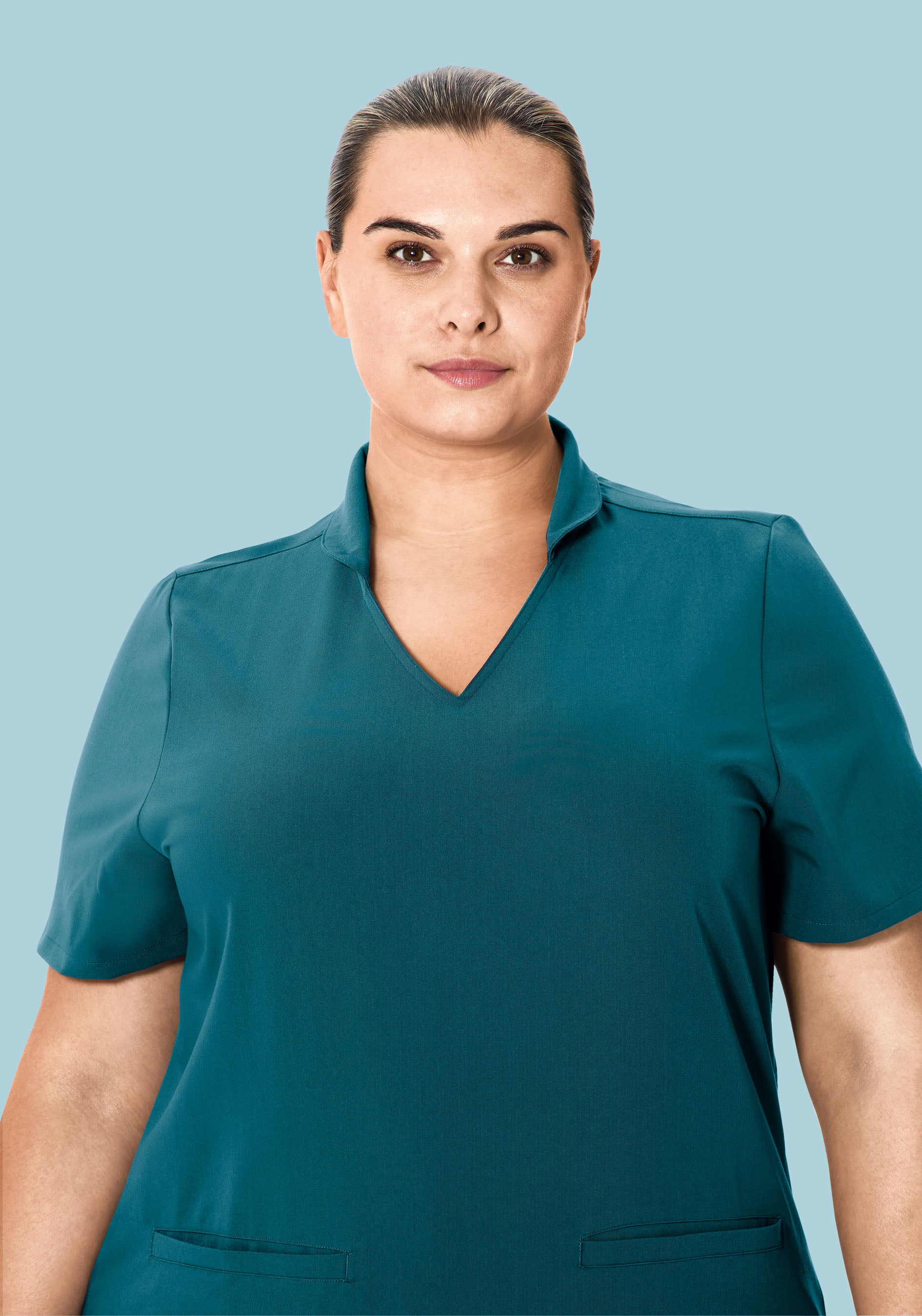 Multi Wear Collar Top Caribbean Blue