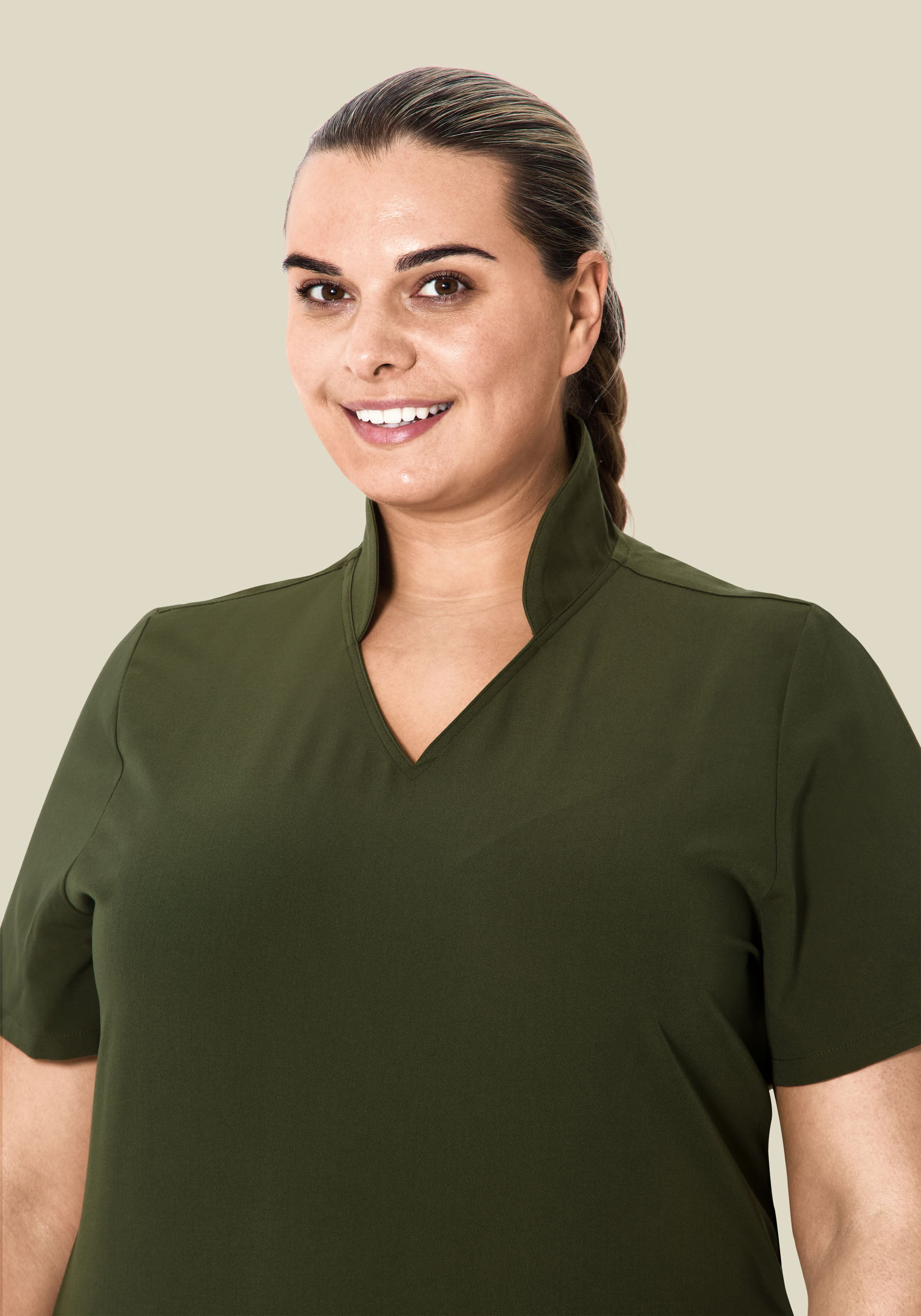 Multi Wear Collar Top Olive