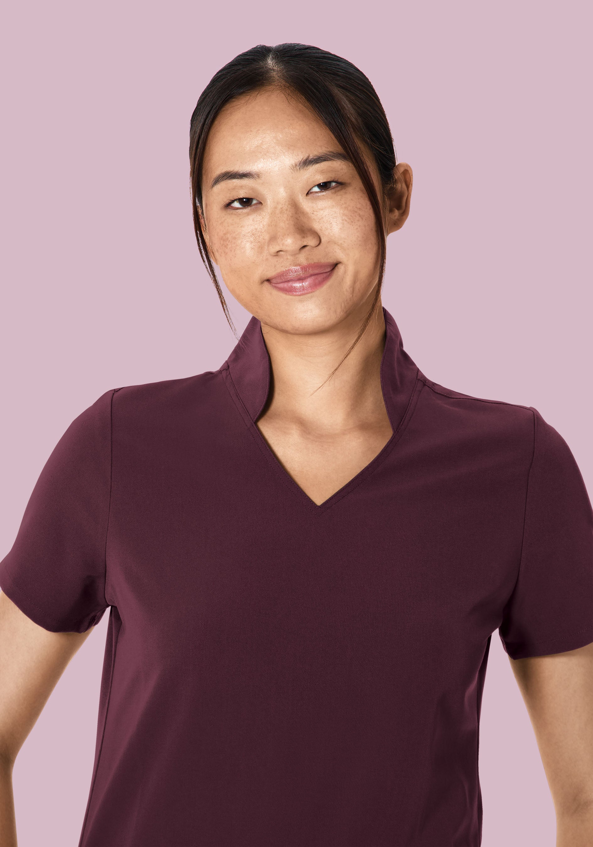 Multi Wear Collar Top Merlot