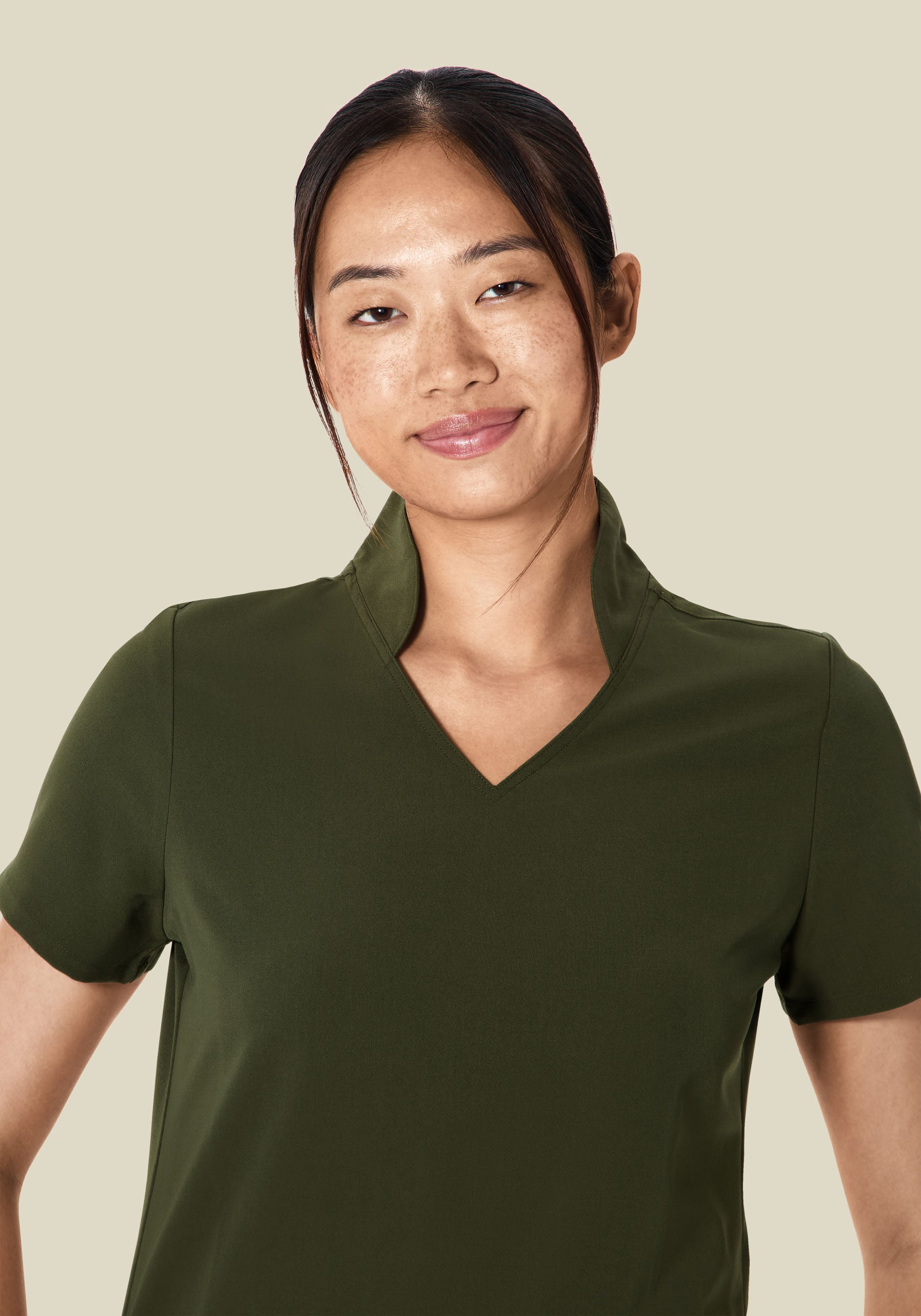 Multi Wear Collar Top Olive