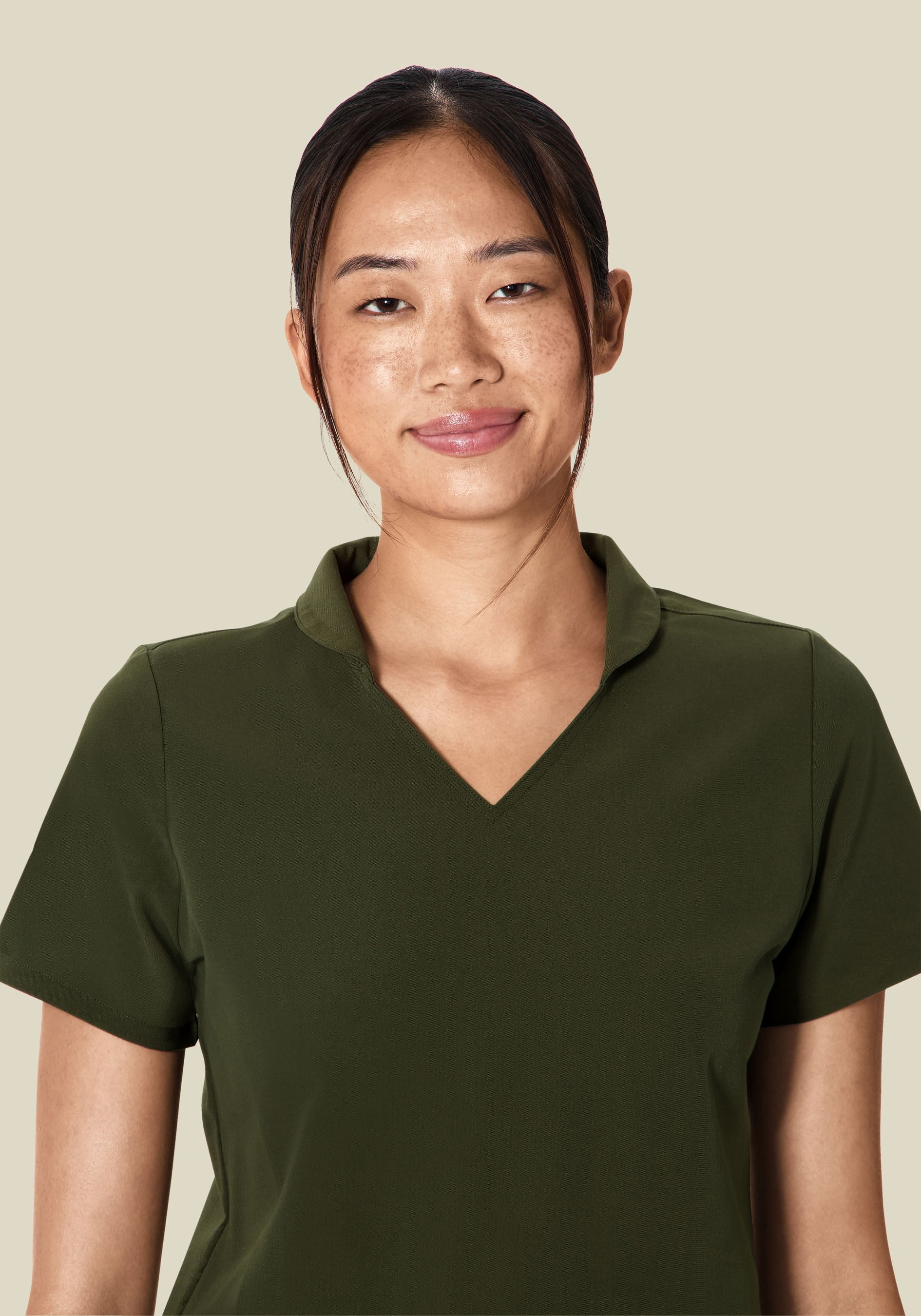 Multi Wear Collar Top Olive