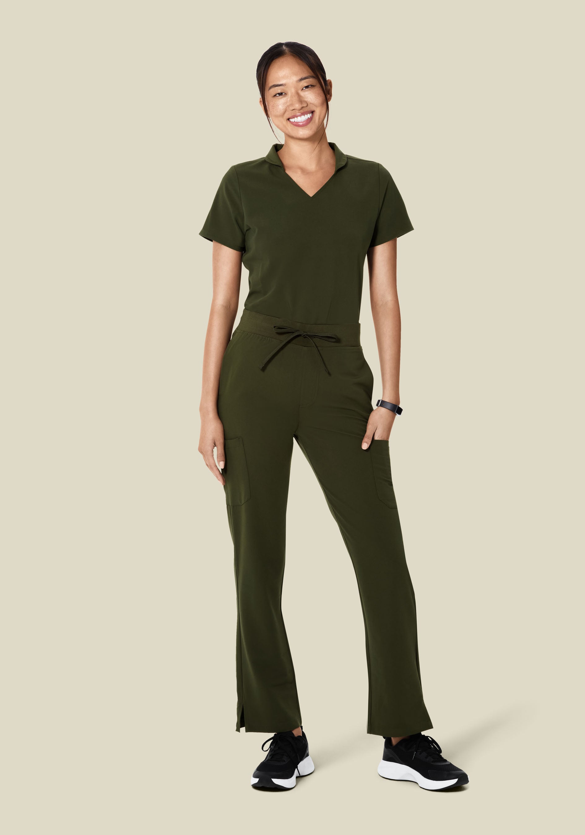 Multi Wear Collar Top Olive