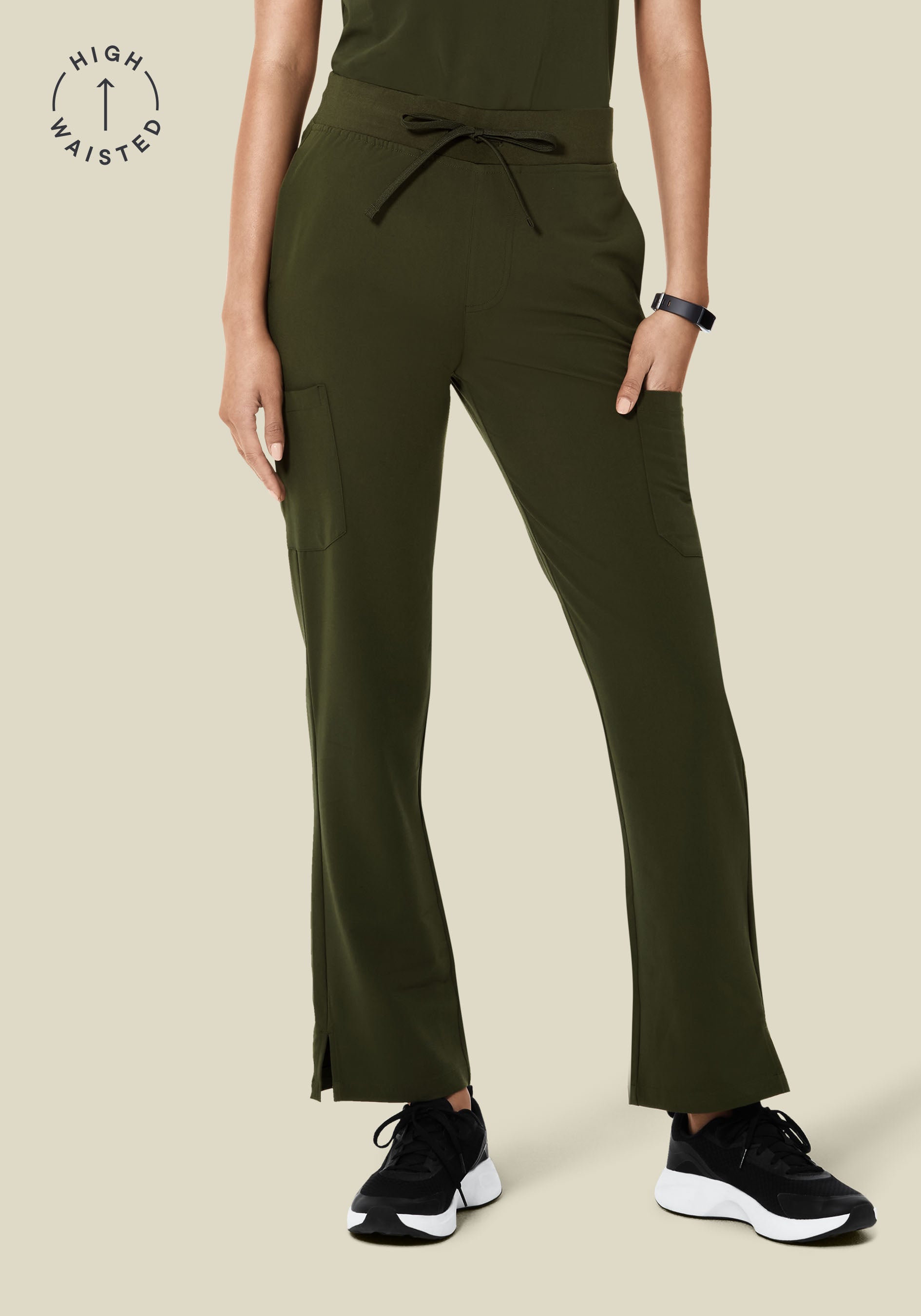 Mandala Women's High Waisted Straight Leg Cargo Scrub Pants - Olive - 5XL - Regular Mandala Women's High Waisted Straight Leg Cargo Scrub Pants - Olive - 5XL - Regular