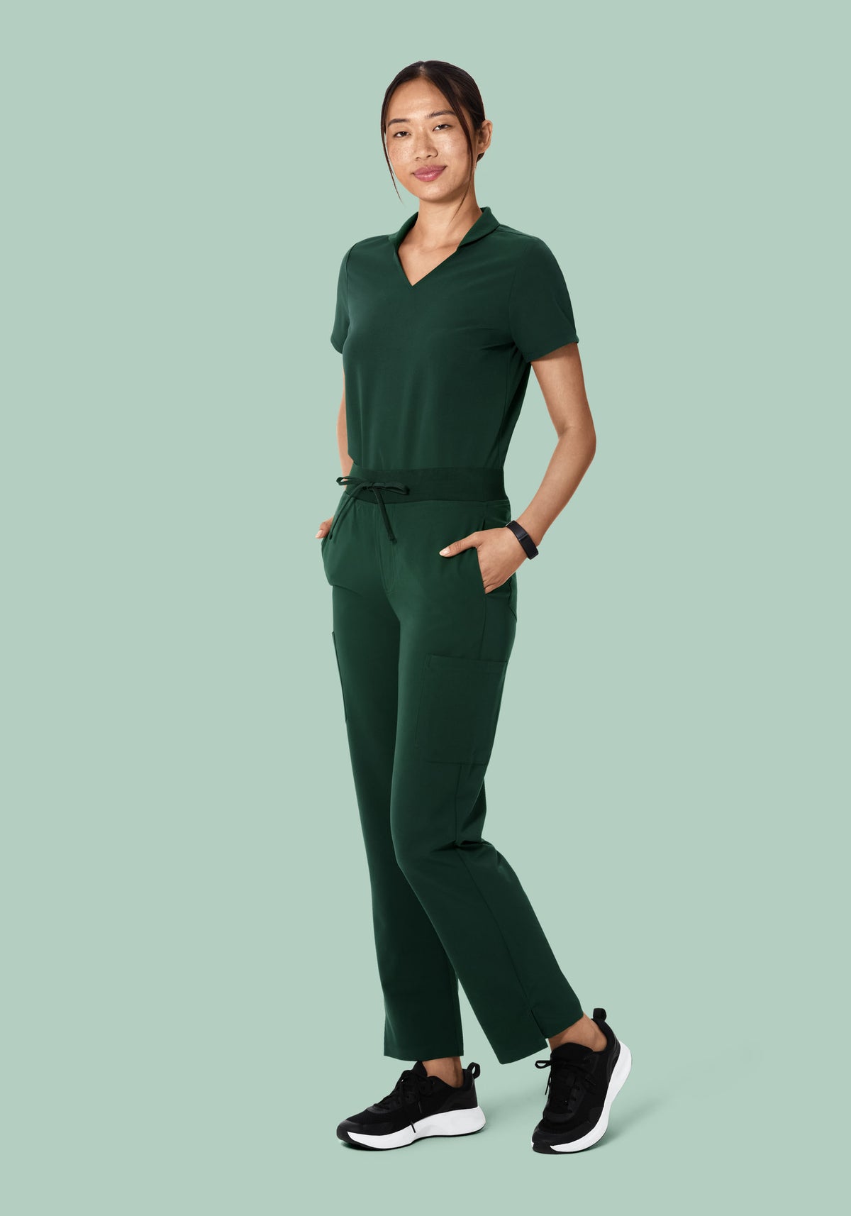 High Waisted Cargos Midnight Green