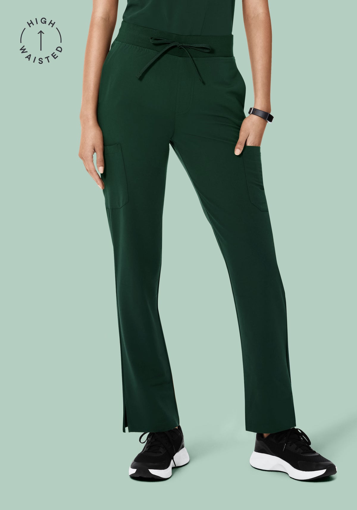 High Waisted Cargos Midnight Green