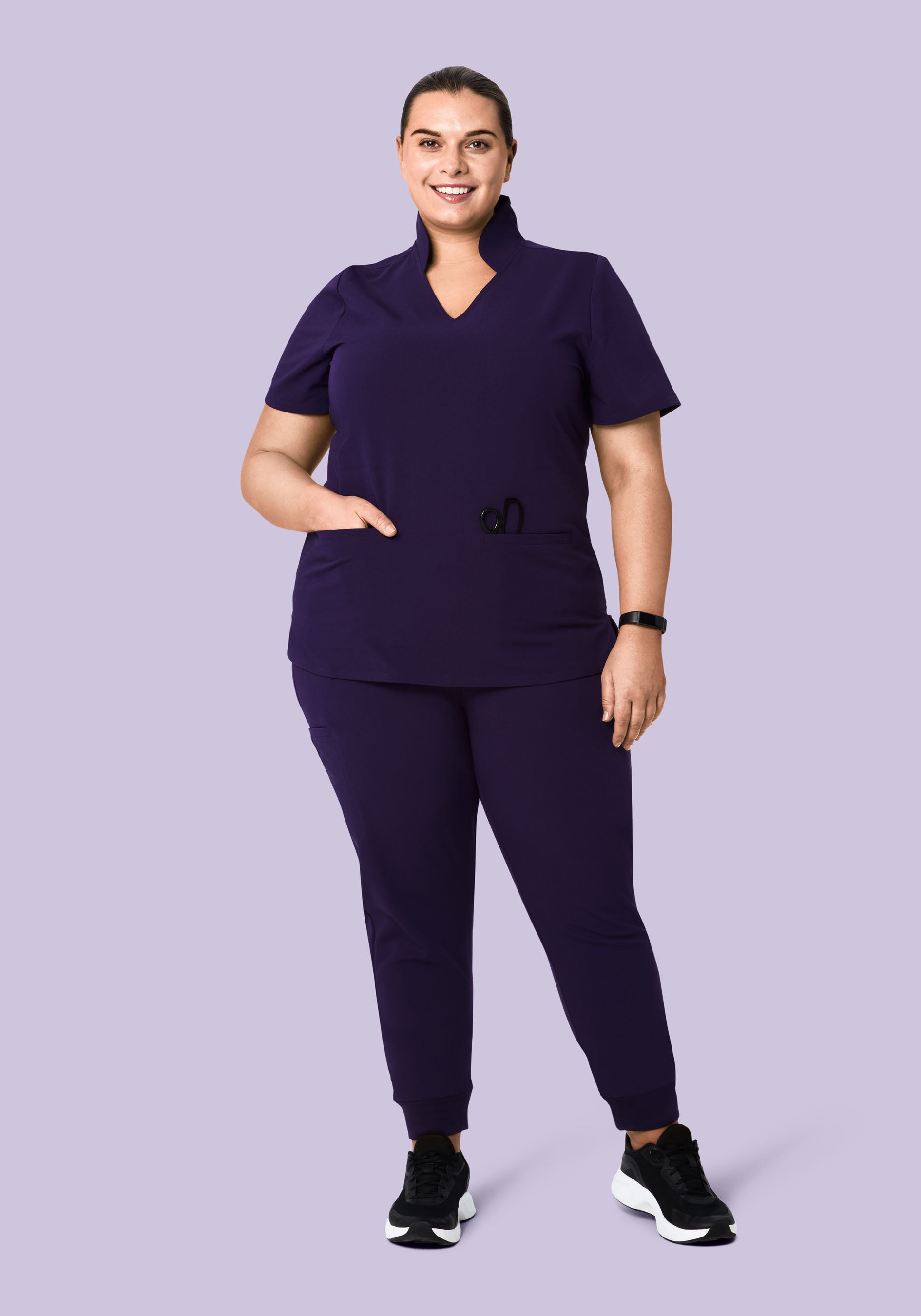 Multi Wear Collar Top Eggplant