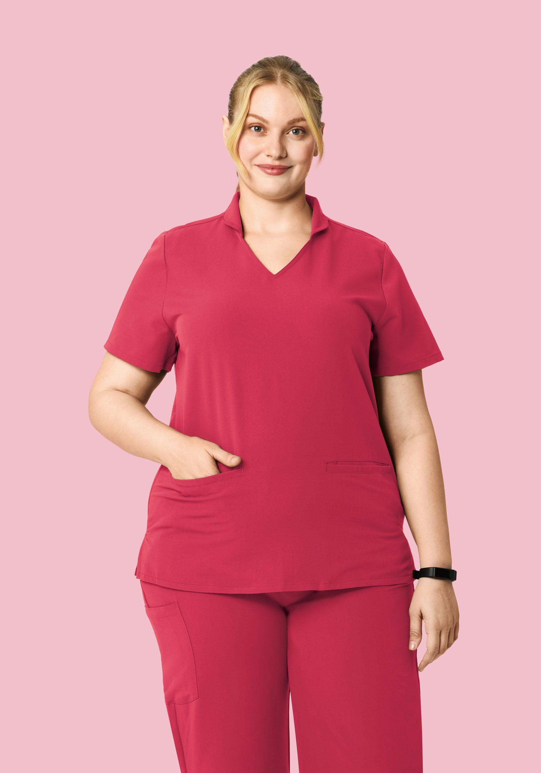 Multi Wear Collar Top Deep Rose