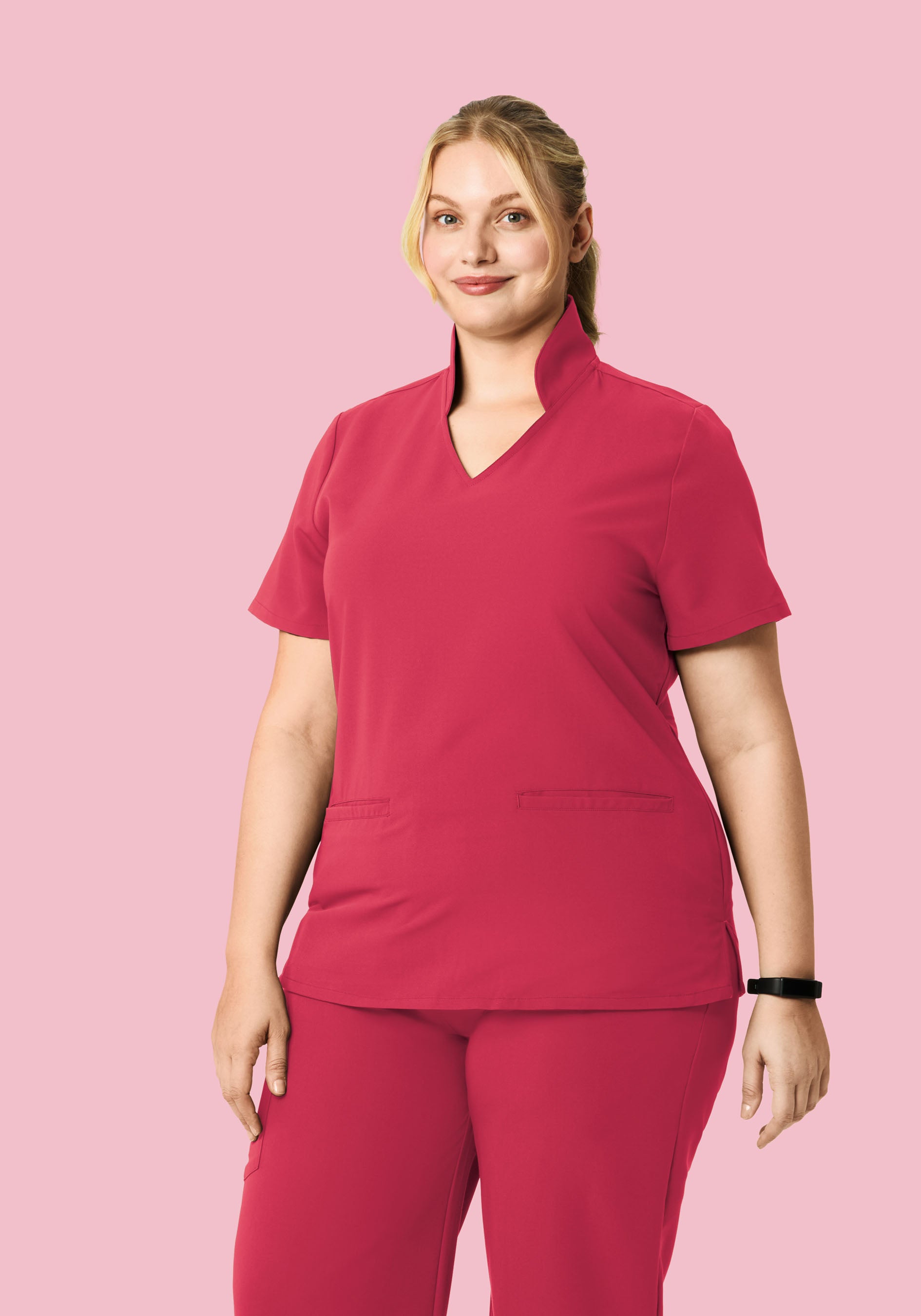 Multi Wear Collar Top Deep Rose