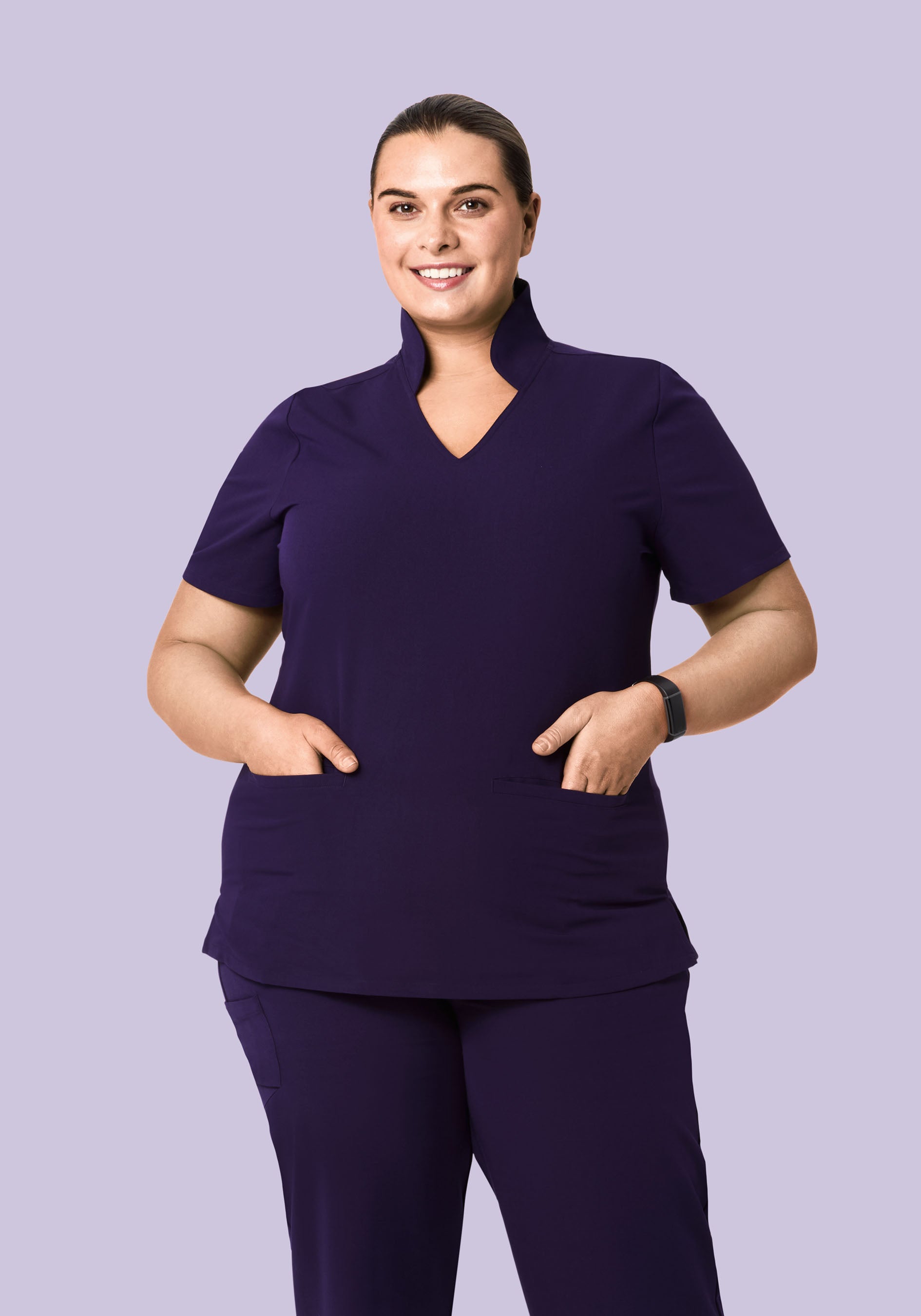 Multi Wear Collar Top Eggplant