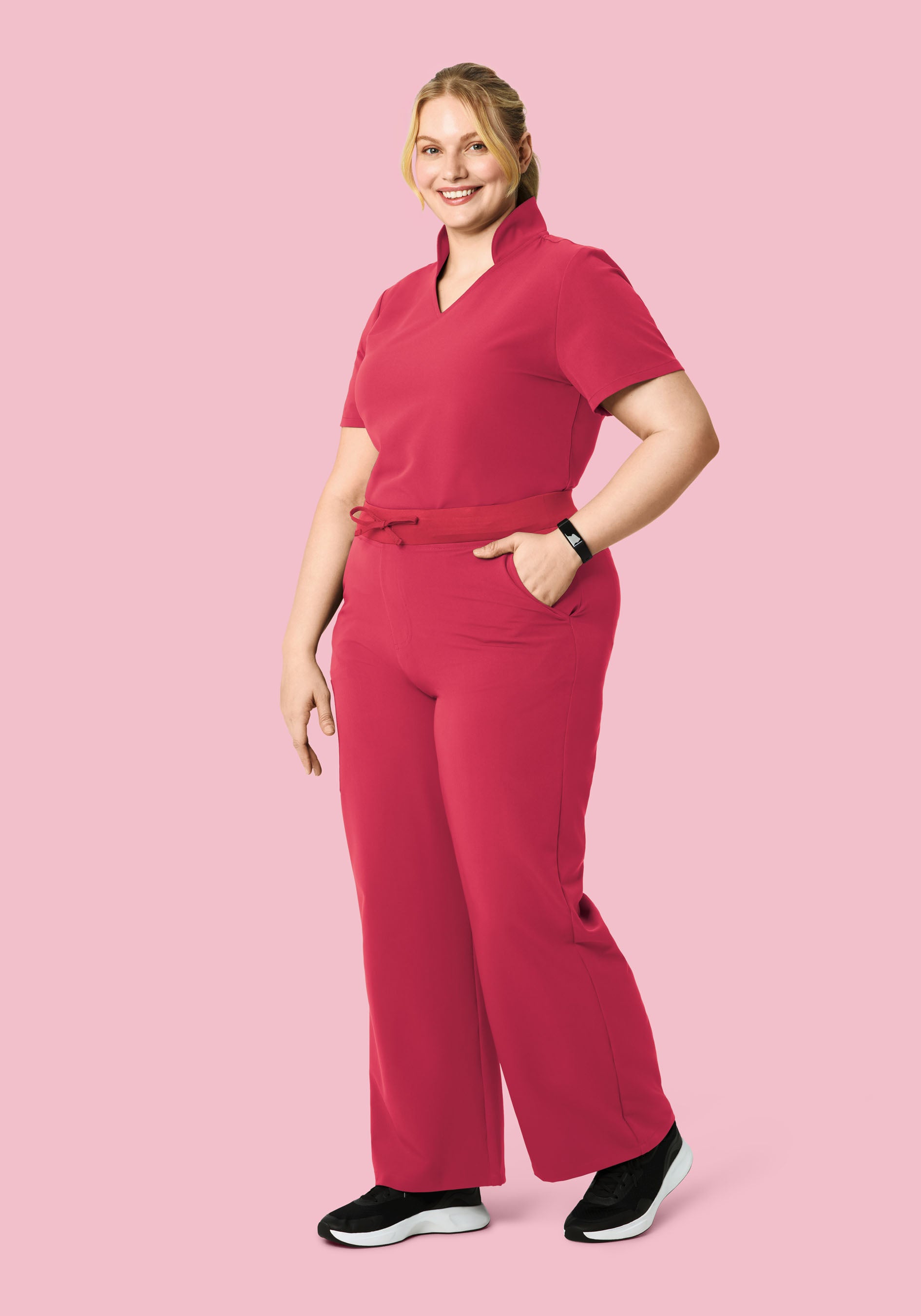 High Waisted Wide Leg Deep Rose