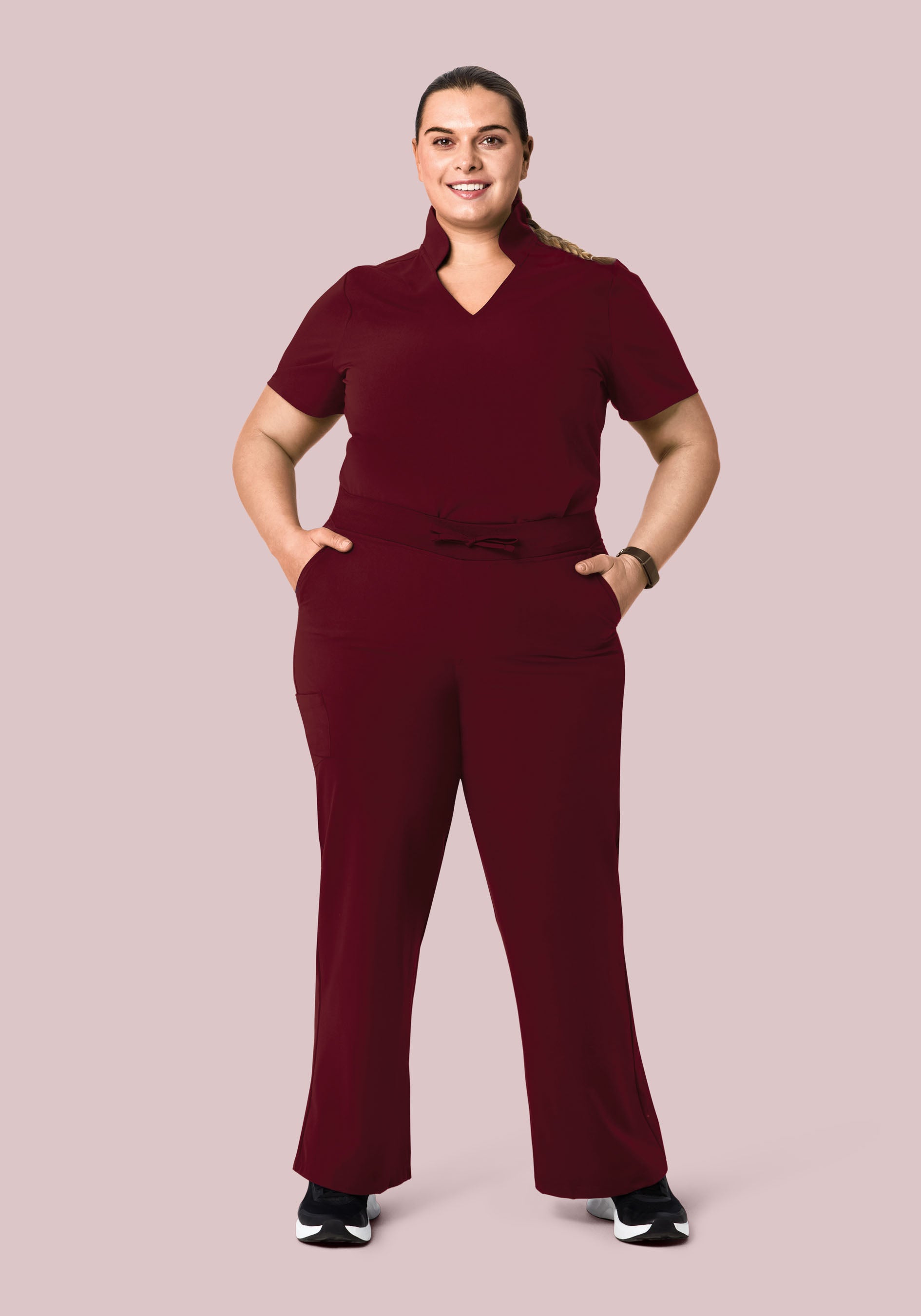 High Waisted Wide Leg Wine