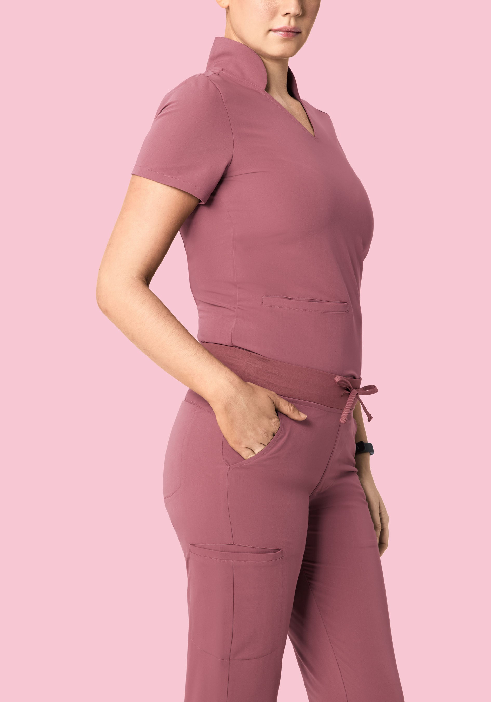 Multi Wear Collar Top Mauve