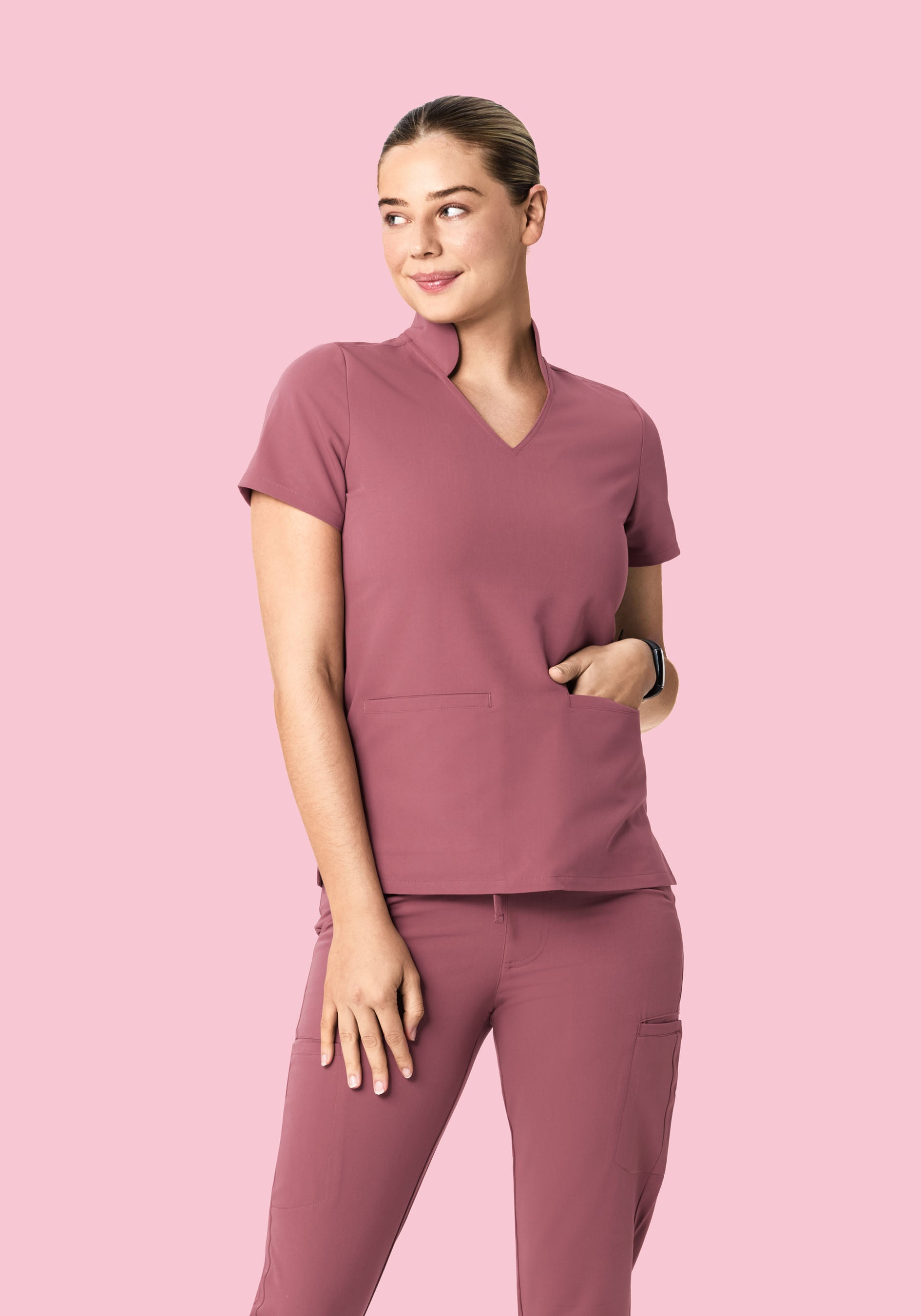 Multi Wear Collar Top Mauve