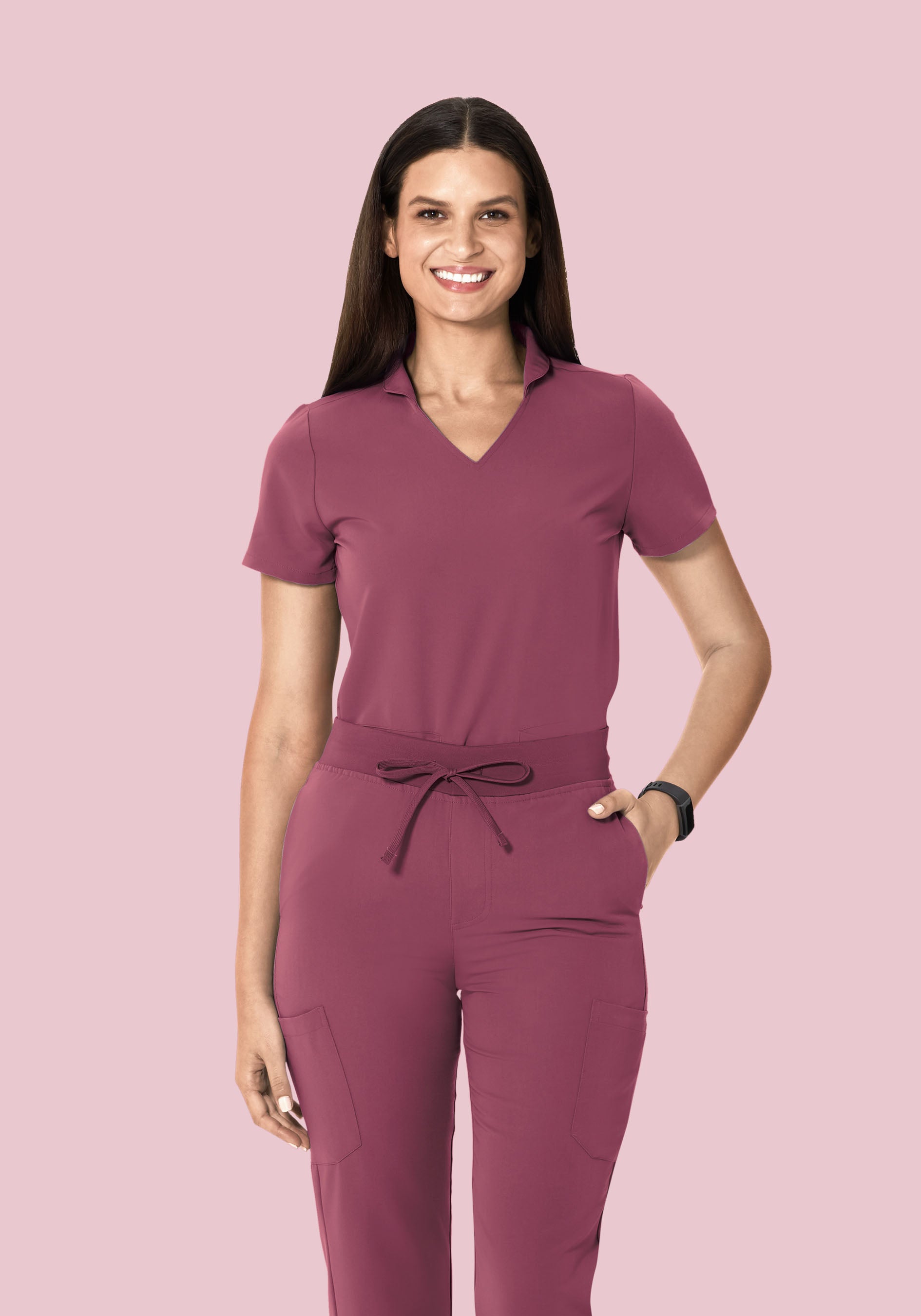 Multi Wear Collar Top Deep Mauve
